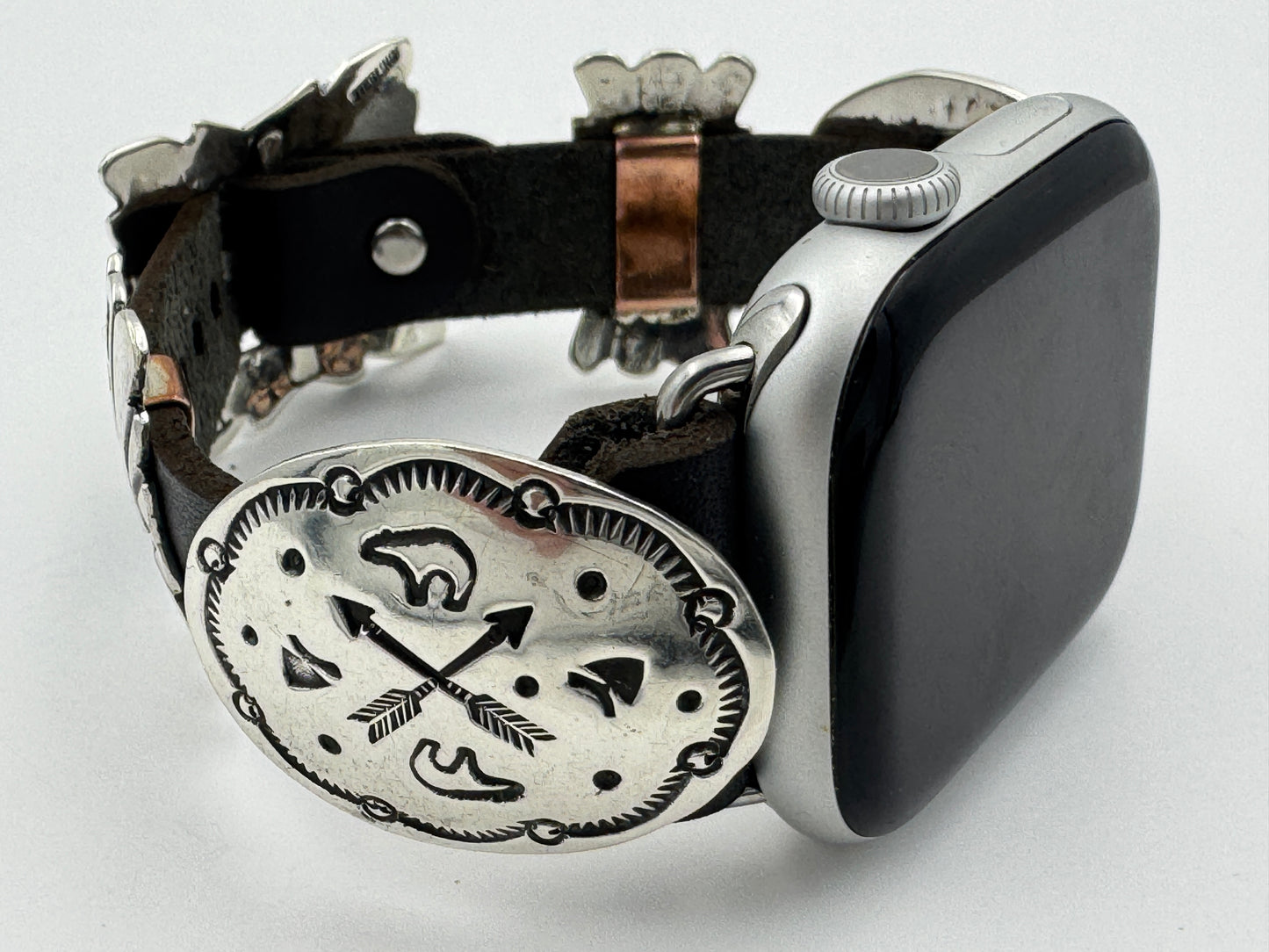 Jeanette Dale 38/40/41mm Sterling Silver Concho Apple Watch Band #50