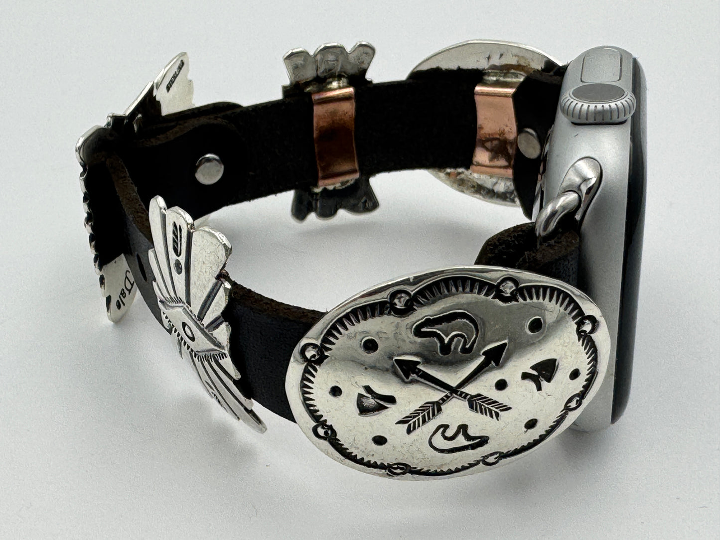 Jeanette Dale 38/40/41mm Sterling Silver Concho Apple Watch Band #50