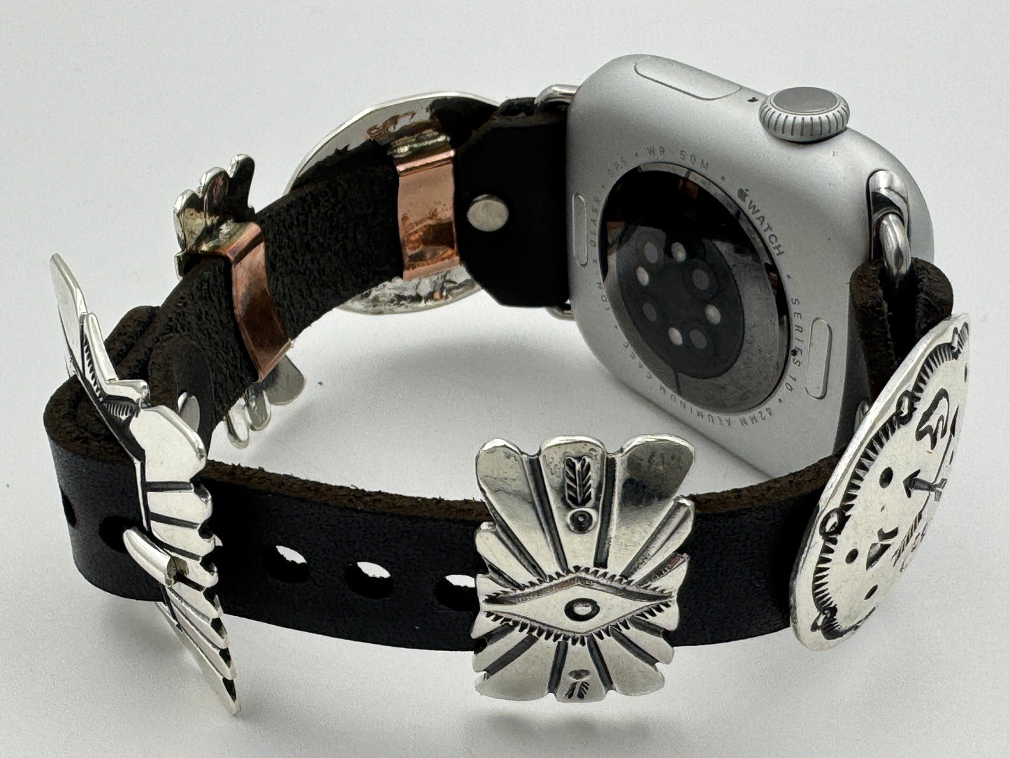 Jeanette Dale 38/40/41mm Sterling Silver Concho Apple Watch Band #50