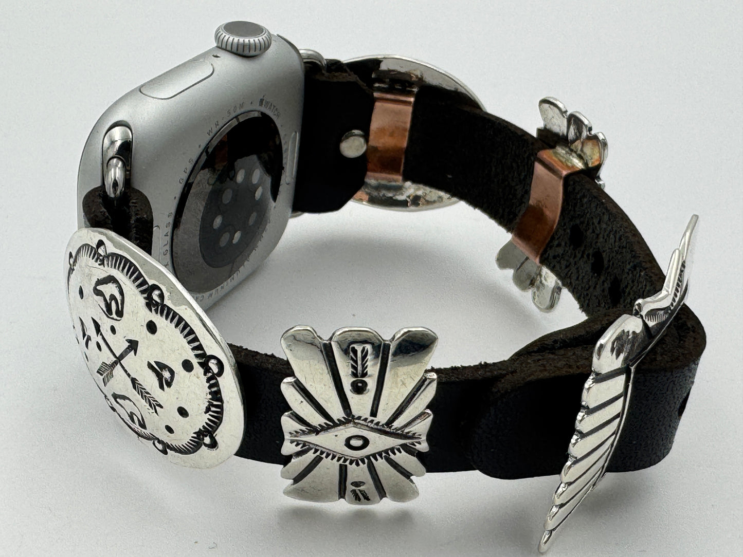 Jeanette Dale 38/40/41mm Sterling Silver Concho Apple Watch Band #50