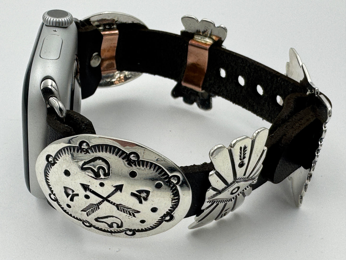 Jeanette Dale 38/40/41mm Sterling Silver Concho Apple Watch Band #50