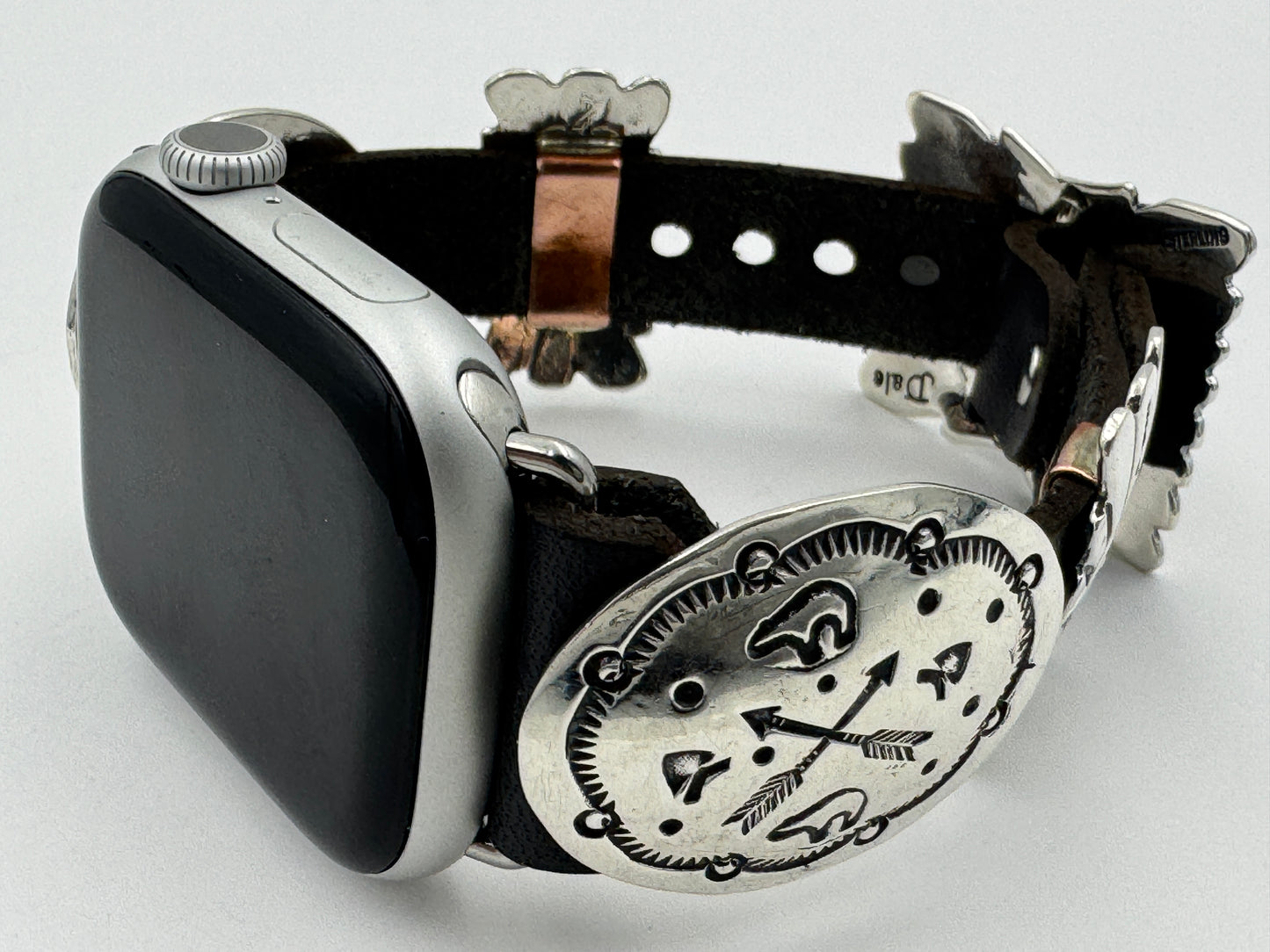 Jeanette Dale 38/40/41mm Sterling Silver Concho Apple Watch Band #50