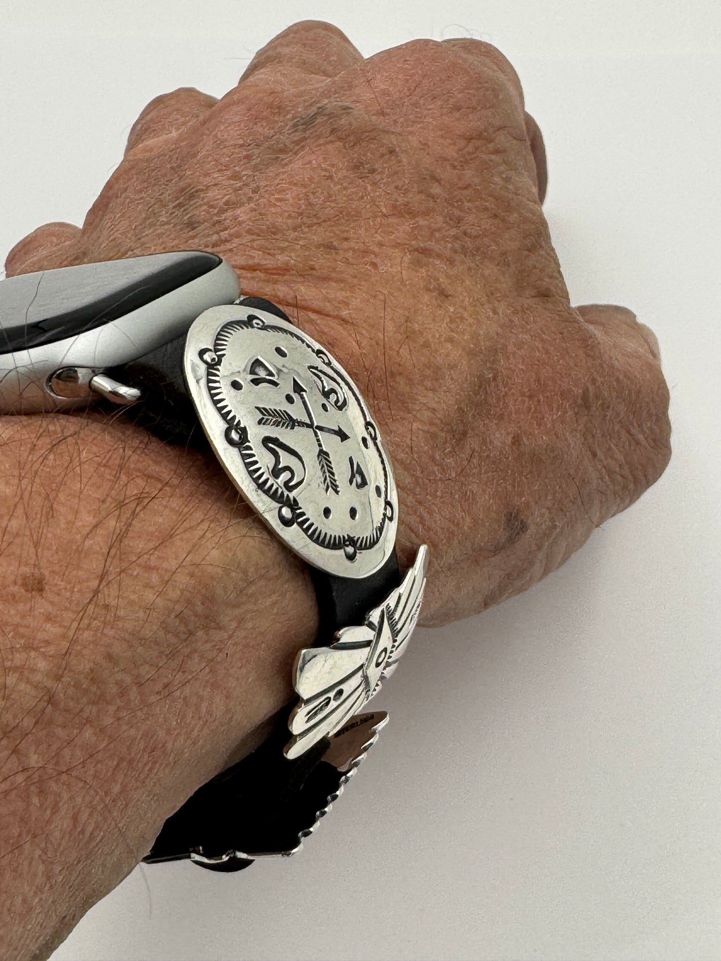 Jeanette Dale 38/40/41mm Sterling Silver Concho Apple Watch Band #50