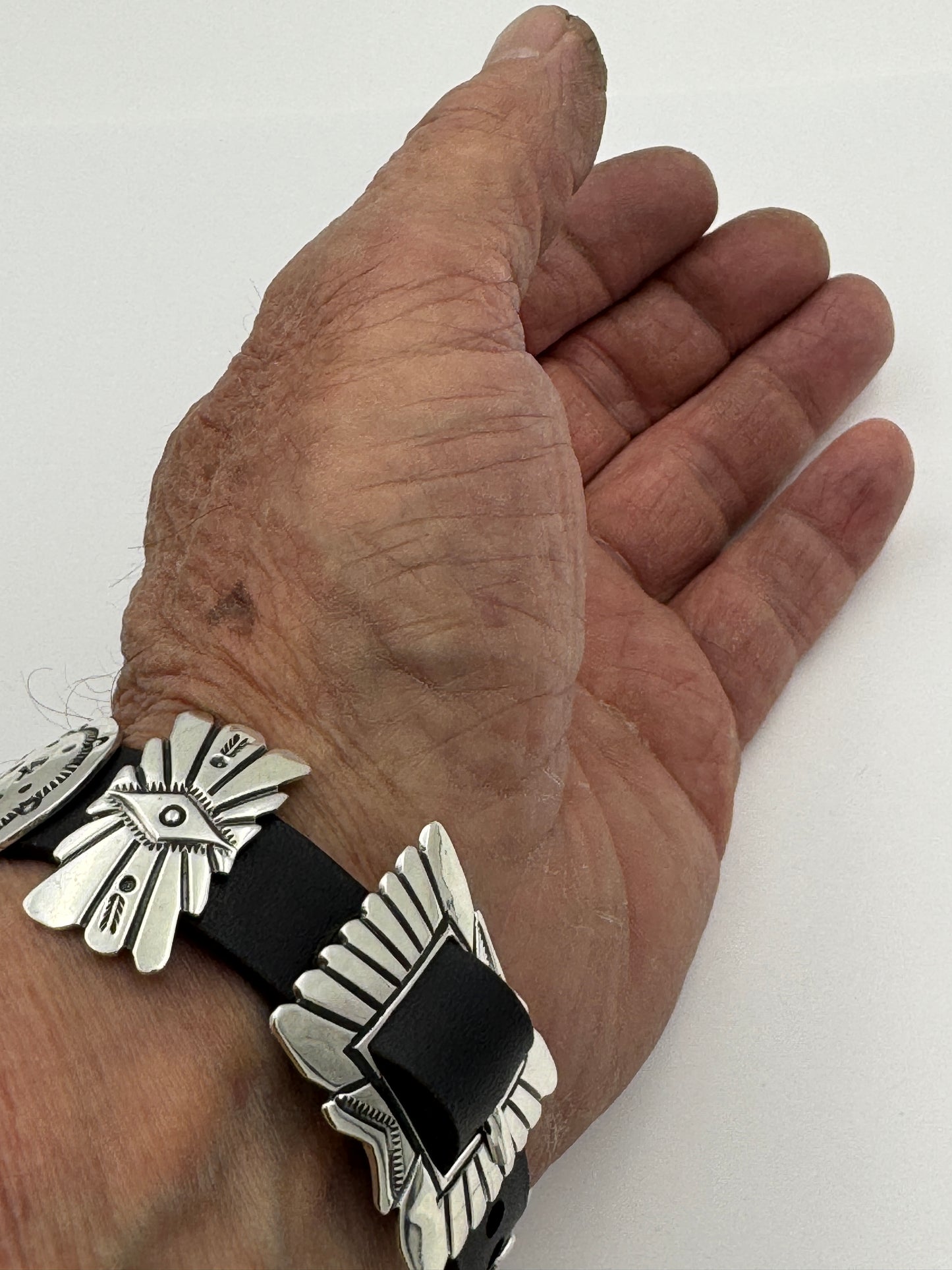 Jeanette Dale 38/40/41mm Sterling Silver Concho Apple Watch Band #50