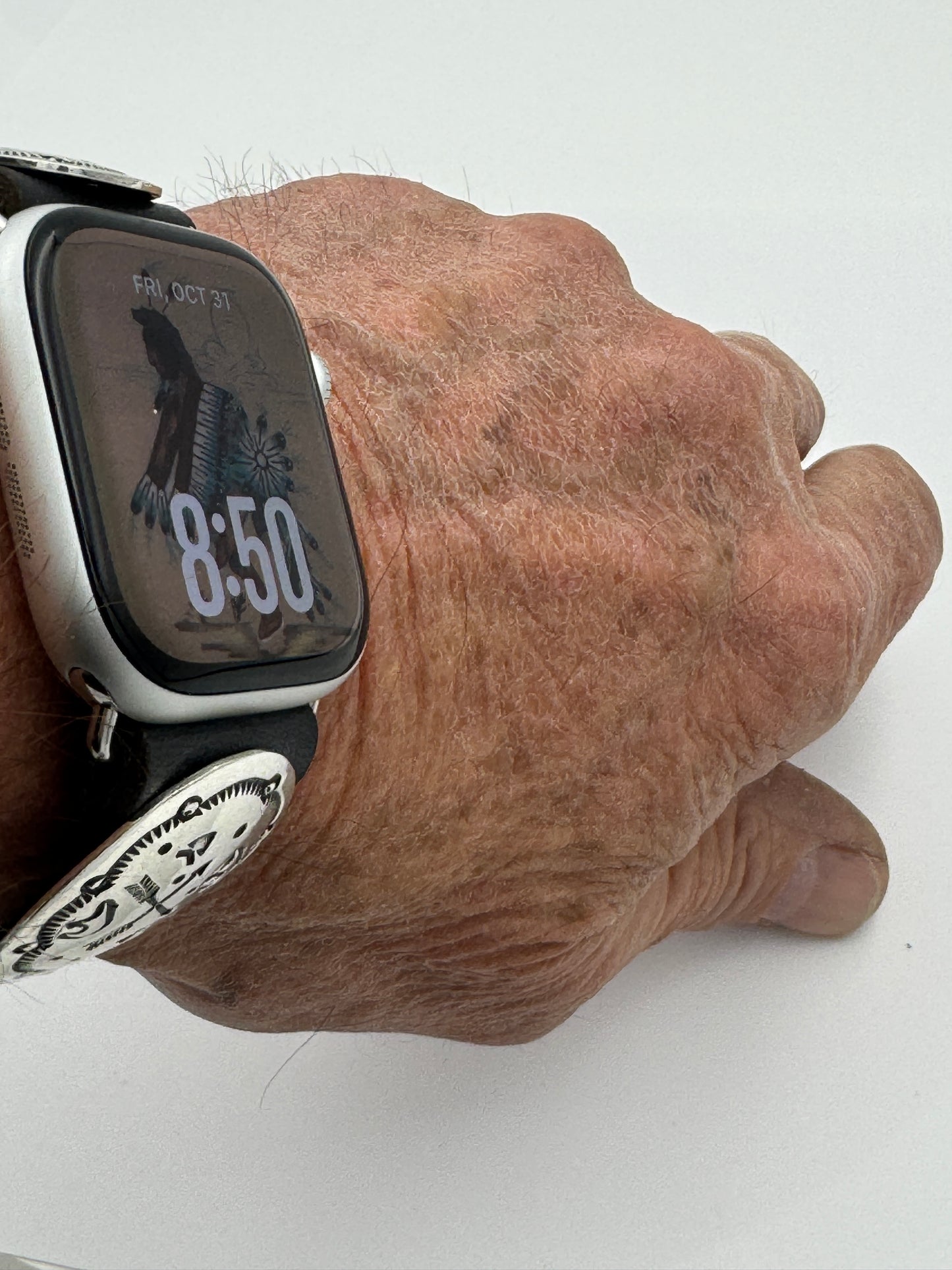 Jeanette Dale 38/40/41mm Sterling Silver Concho Apple Watch Band #50