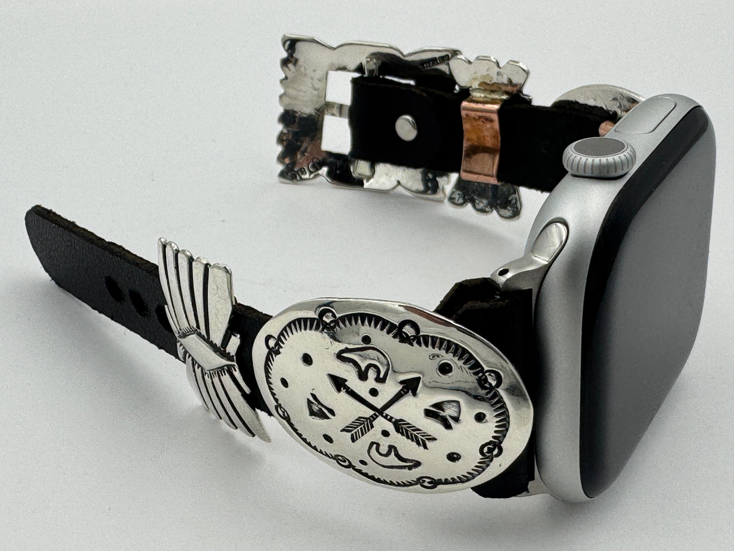 Jeanette Dale 42/44/45mm Sterling Silver Concho Apple Watch Band #51