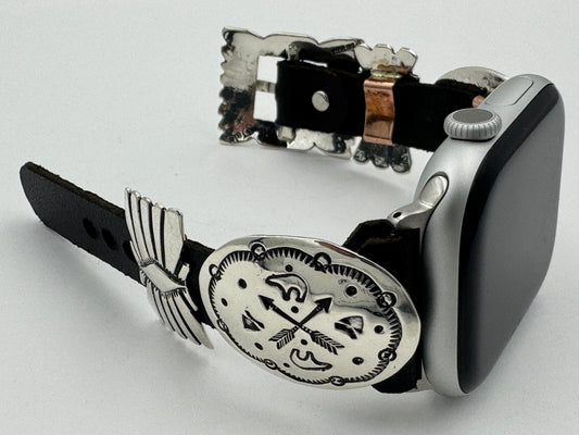 Jeanette Dale 42/44/45mm Sterling Silver Concho Apple Watch Band #51