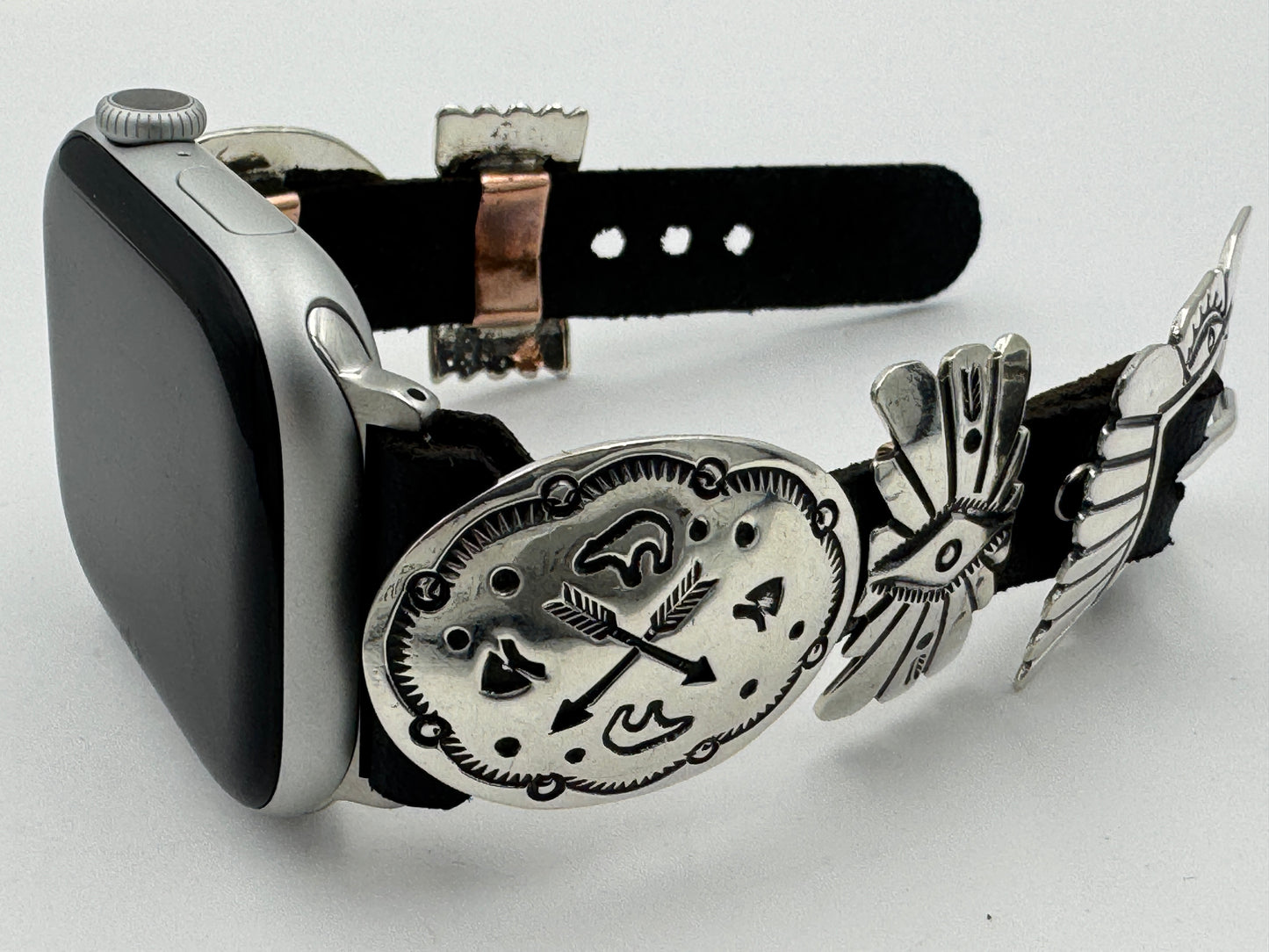 Jeanette Dale 42/44/45mm Sterling Silver Concho Apple Watch Band #51