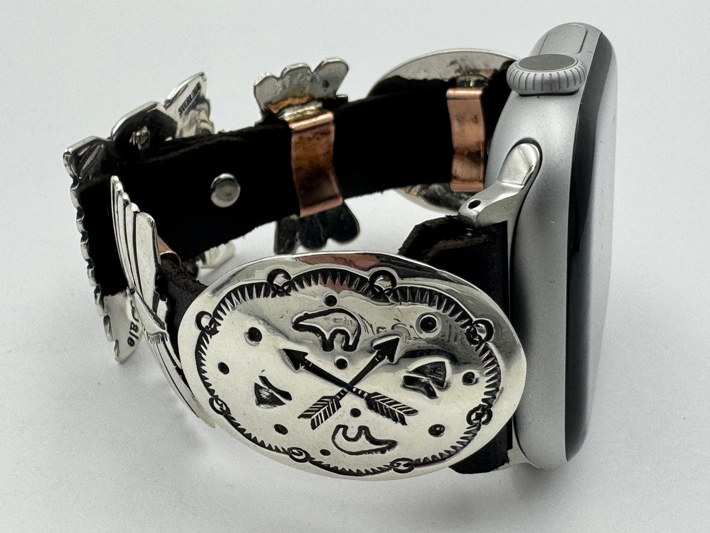 Jeanette Dale 42/44/45mm Sterling Silver Concho Apple Watch Band #51