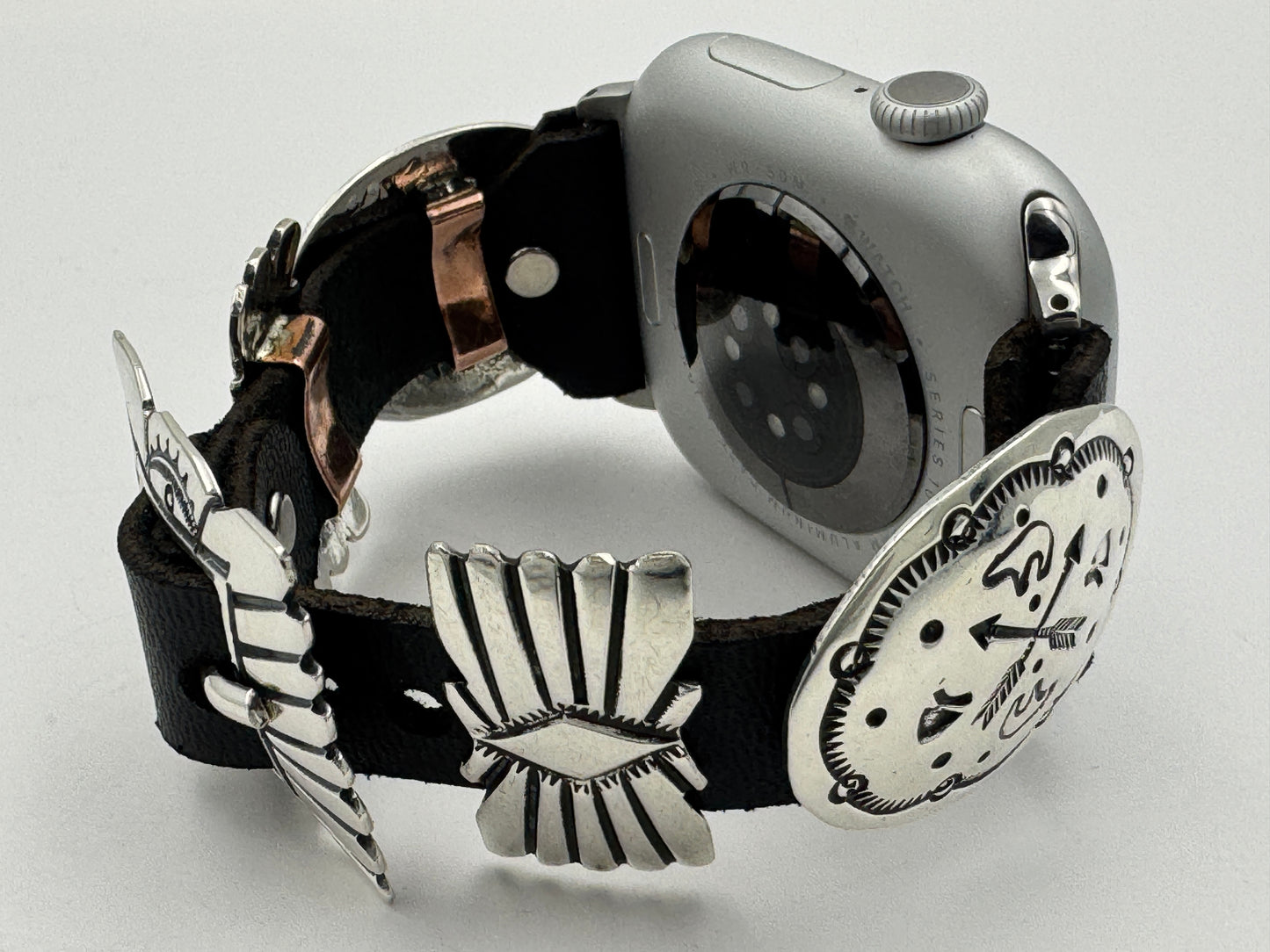 Jeanette Dale 42/44/45mm Sterling Silver Concho Apple Watch Band #51