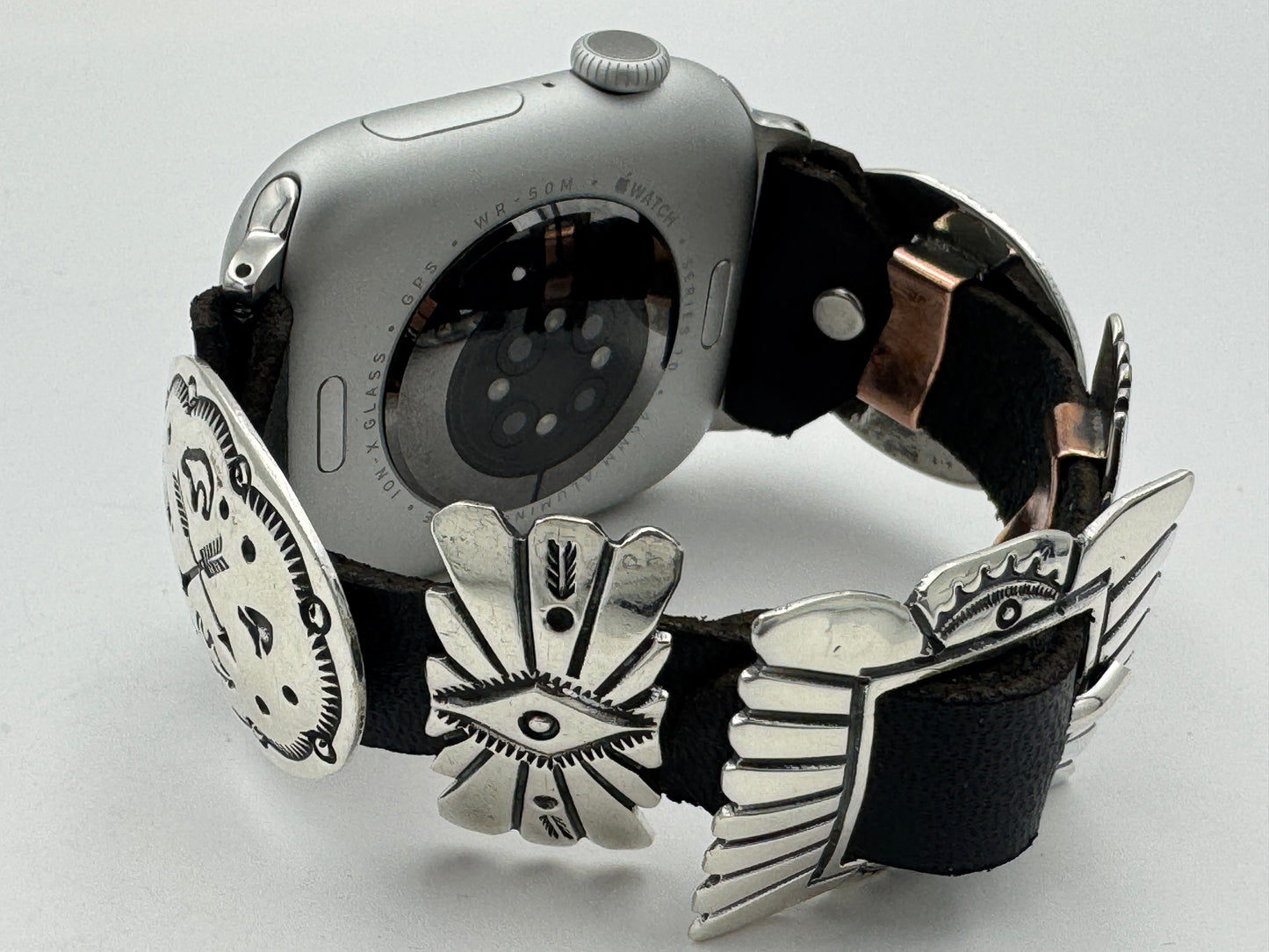 Jeanette Dale 42/44/45mm Sterling Silver Concho Apple Watch Band #51