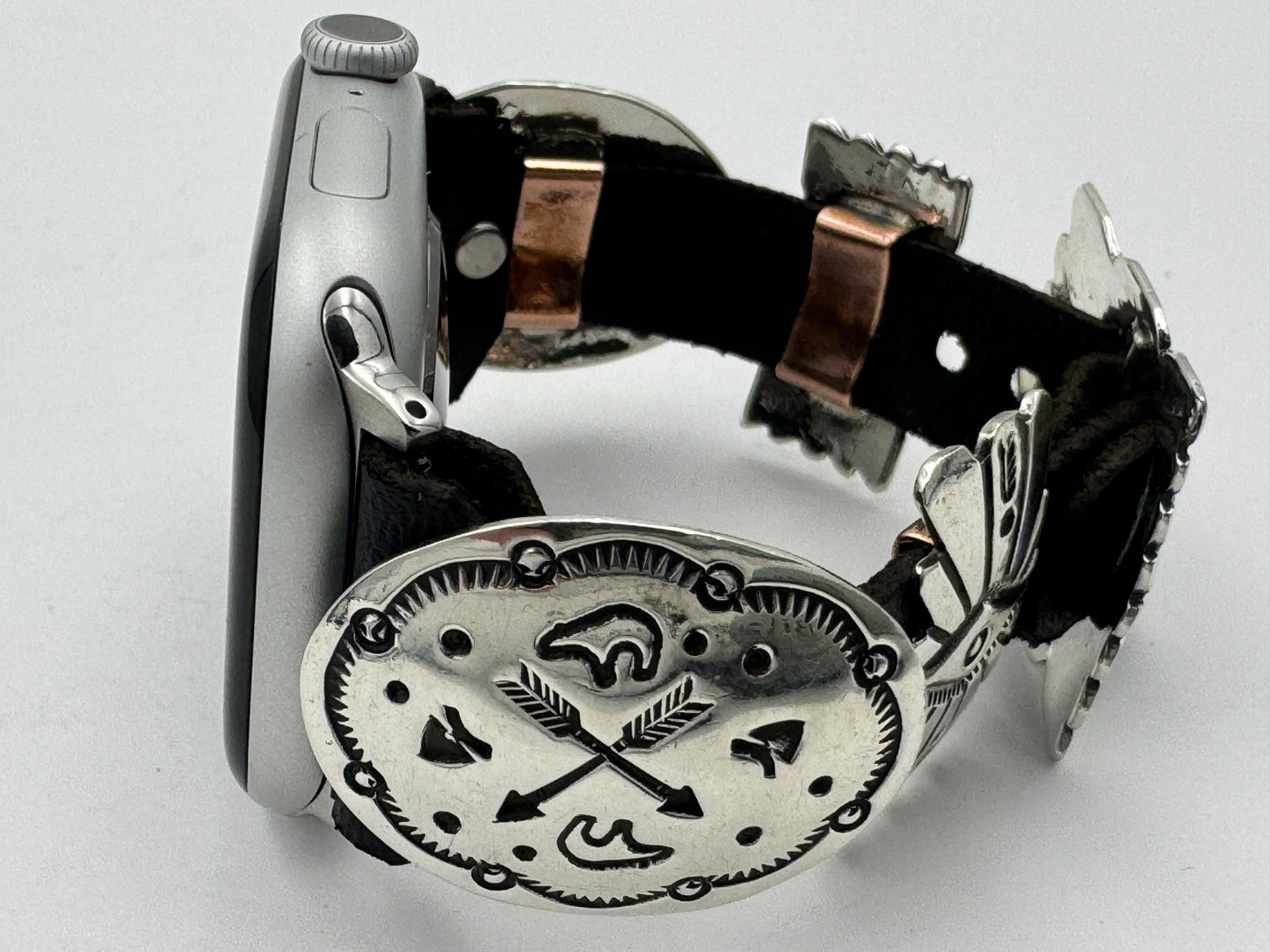 Jeanette Dale 42/44/45mm Sterling Silver Concho Apple Watch Band #51