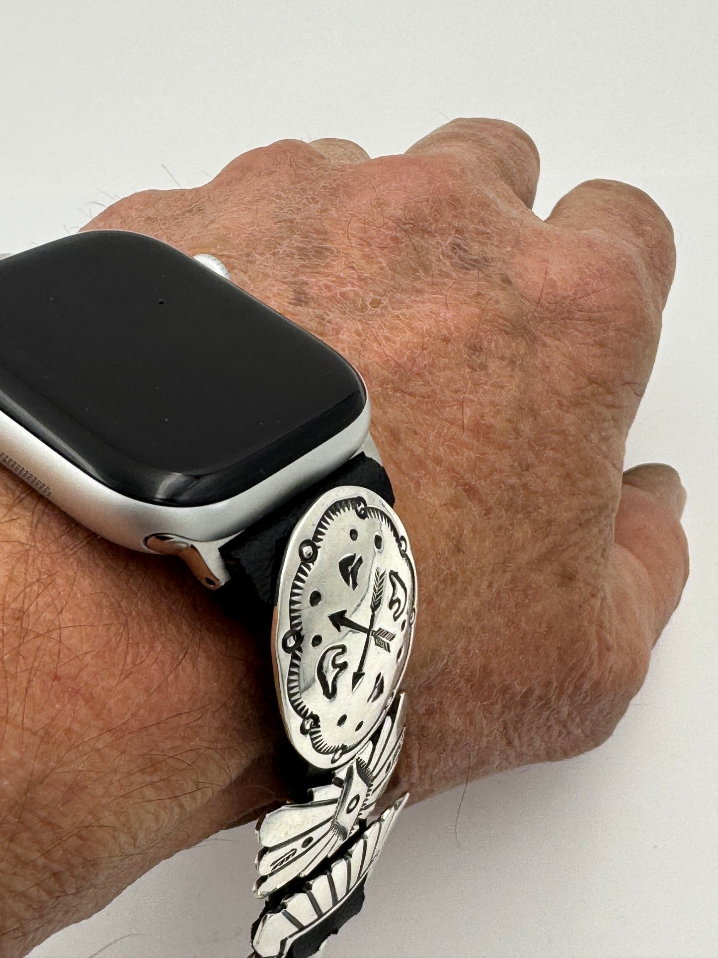 Jeanette Dale 42/44/45mm Sterling Silver Concho Apple Watch Band #51