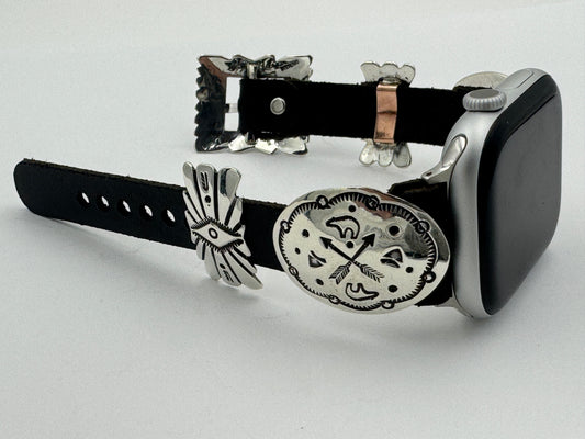 Jeanette Dale 42/44/45mm Sterling Silver Concho Apple Watch Band #52