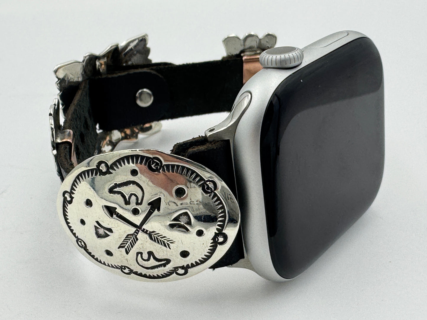 Jeanette Dale 42/44/45mm Sterling Silver Concho Apple Watch Band #52