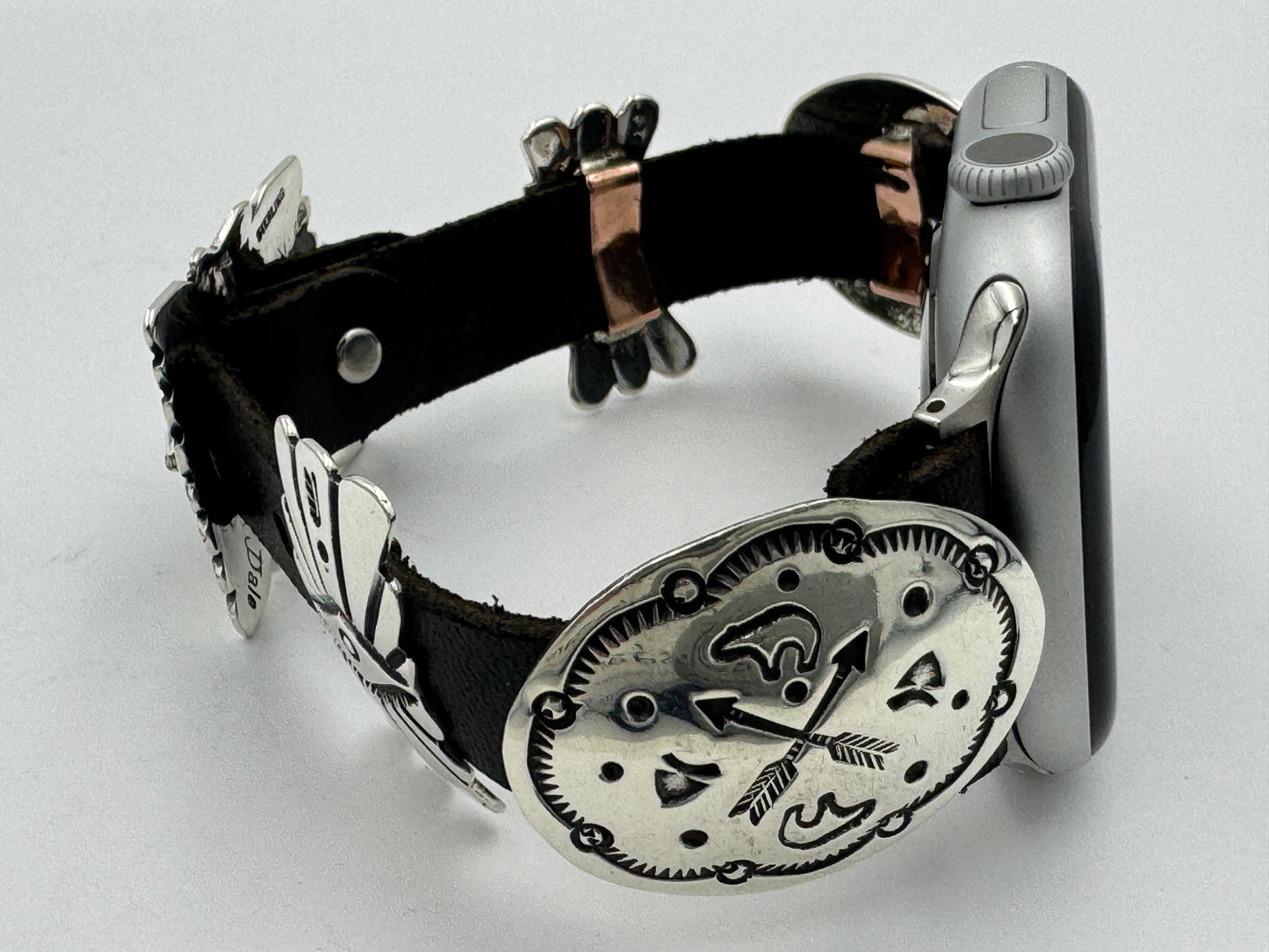 Jeanette Dale 42/44/45mm Sterling Silver Concho Apple Watch Band #52