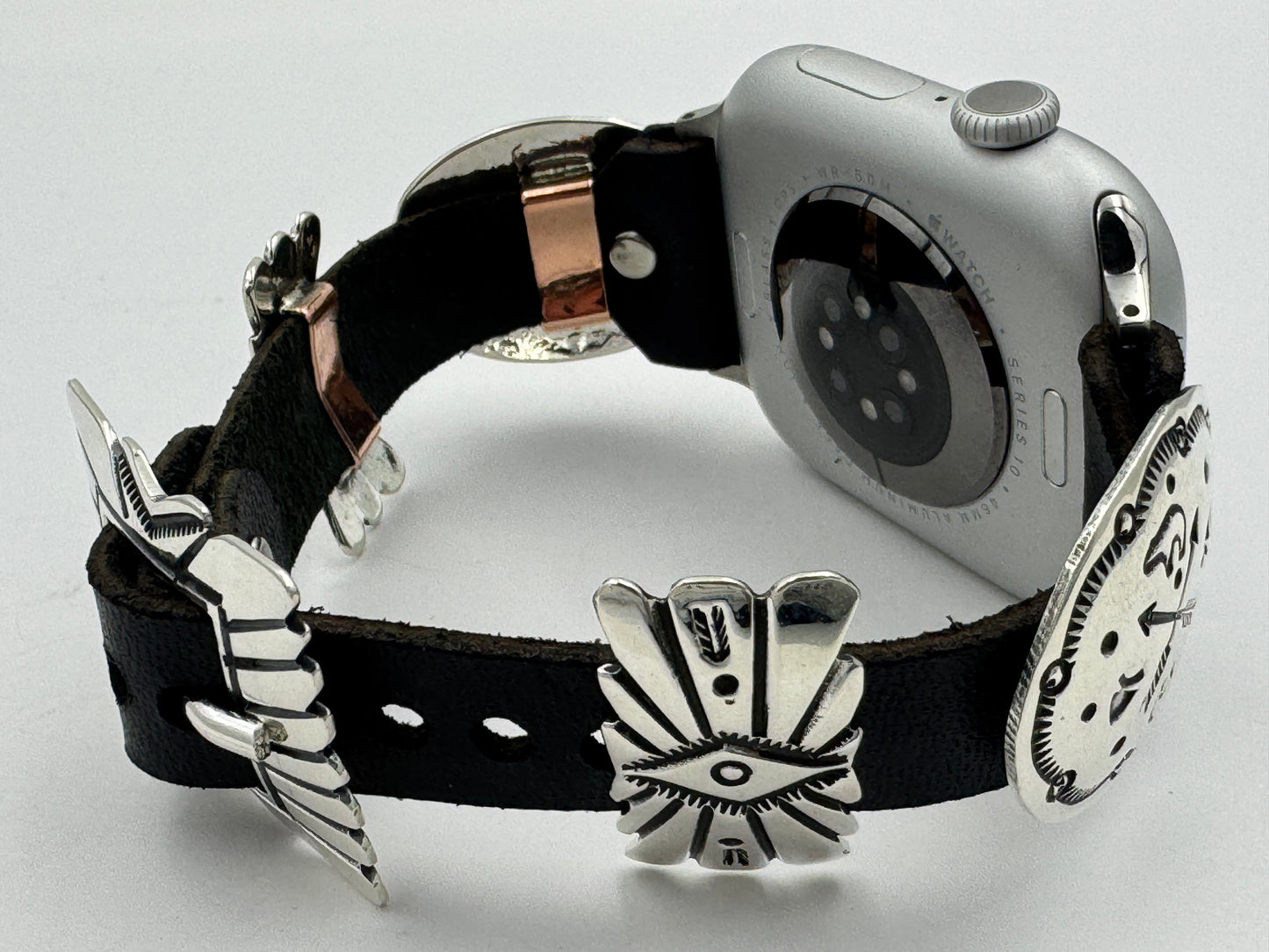 Jeanette Dale 42/44/45mm Sterling Silver Concho Apple Watch Band #52