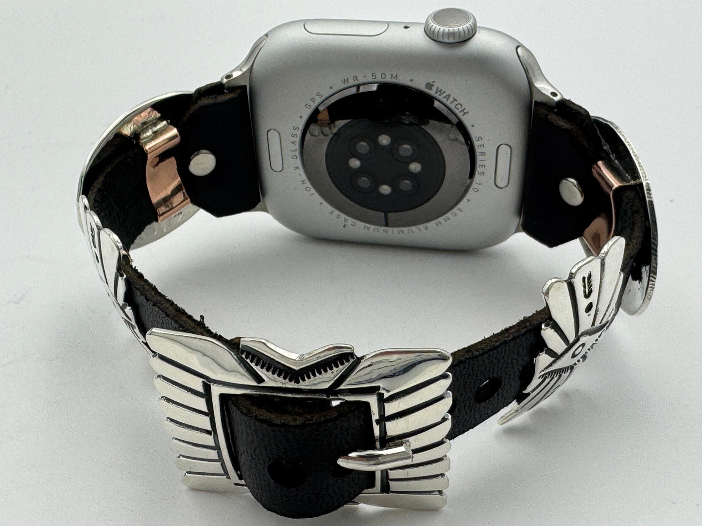 Jeanette Dale 42/44/45mm Sterling Silver Concho Apple Watch Band #52