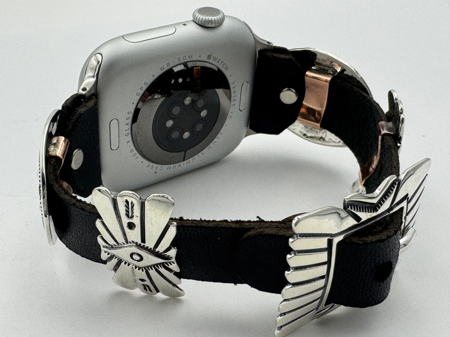 Jeanette Dale 42/44/45mm Sterling Silver Concho Apple Watch Band #52