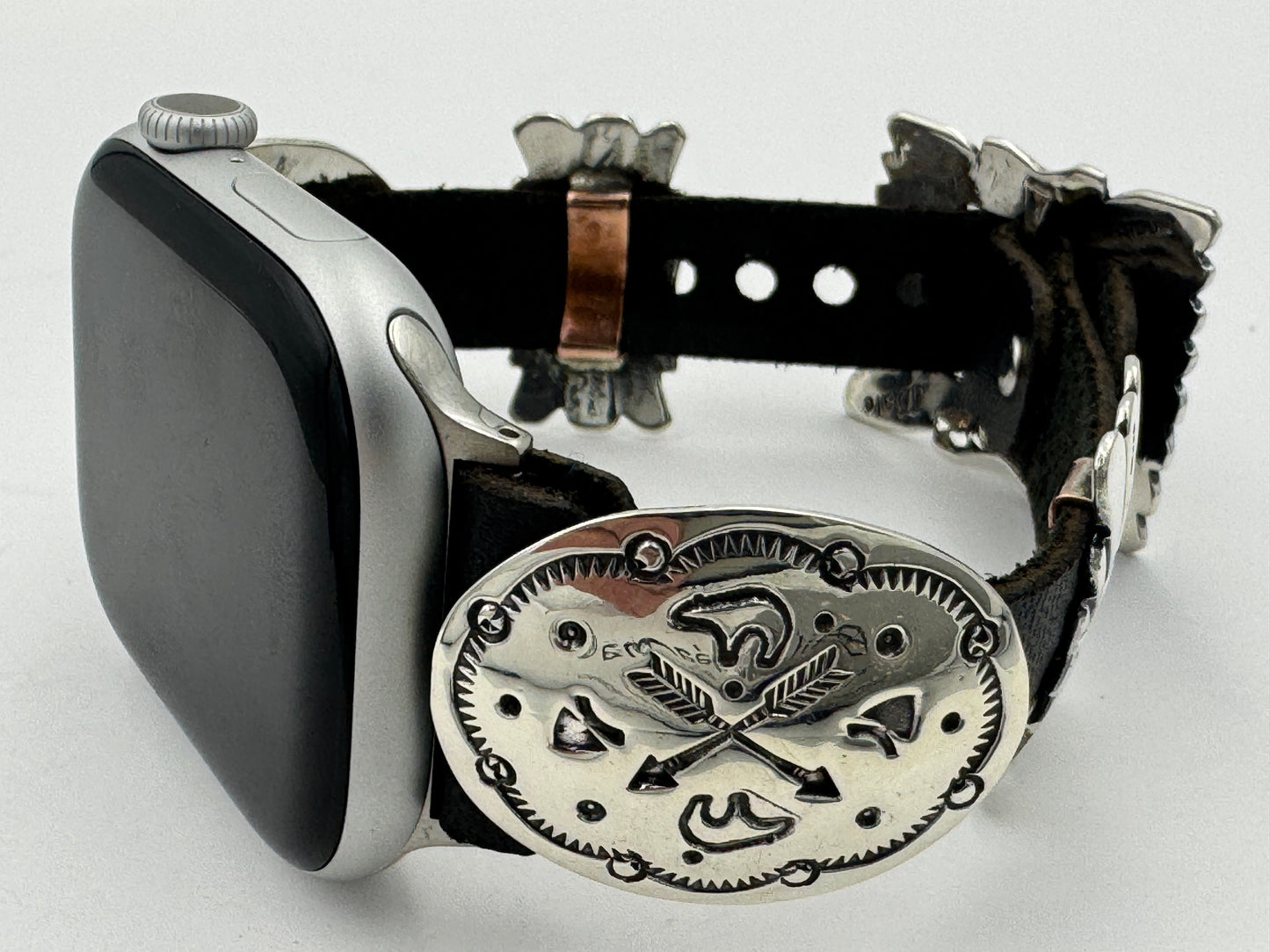 Jeanette Dale 42/44/45mm Sterling Silver Concho Apple Watch Band #52