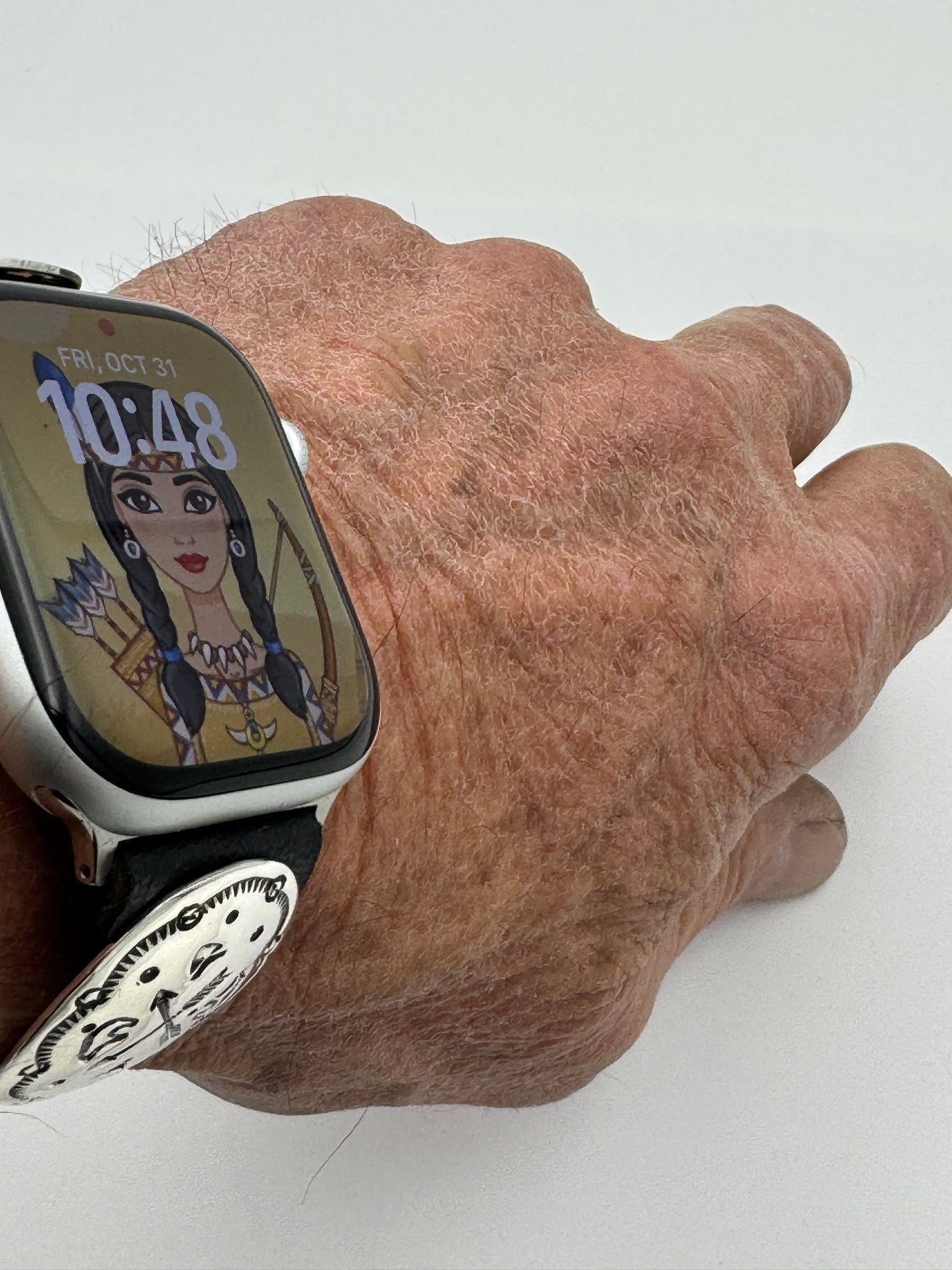 Jeanette Dale 42/44/45mm Sterling Silver Concho Apple Watch Band #52