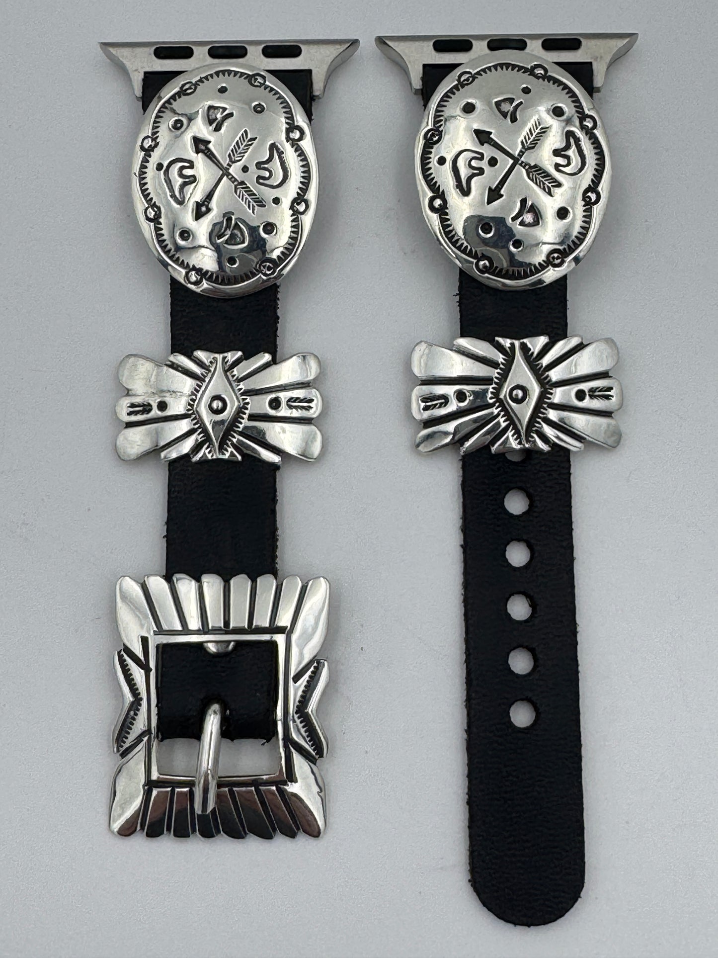 Jeanette Dale 42/44/45mm Sterling Silver Concho Apple Watch Band #52