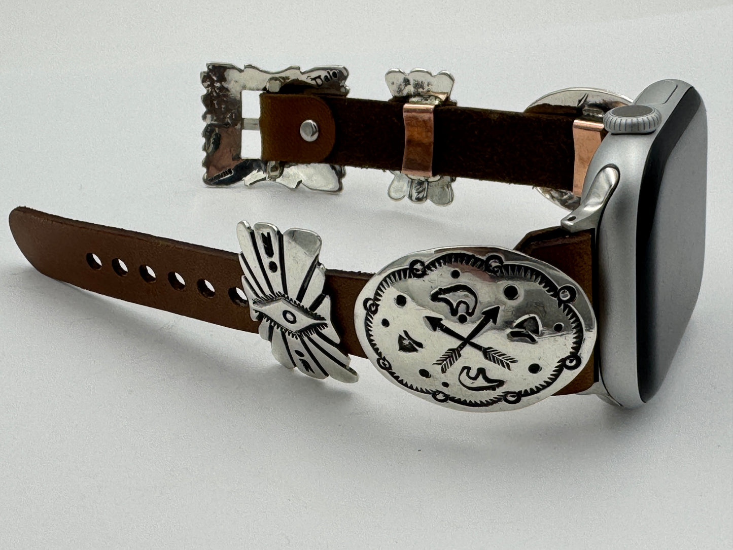 Jeanette Dale 42/44/45mm Sterling Silver Concho Apple Watch Band #53