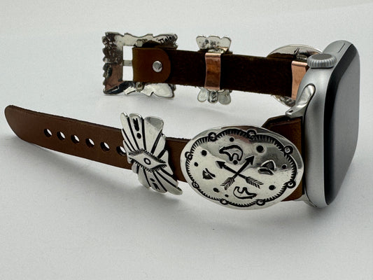 Jeanette Dale 42/44/45mm Sterling Silver Concho Apple Watch Band #53