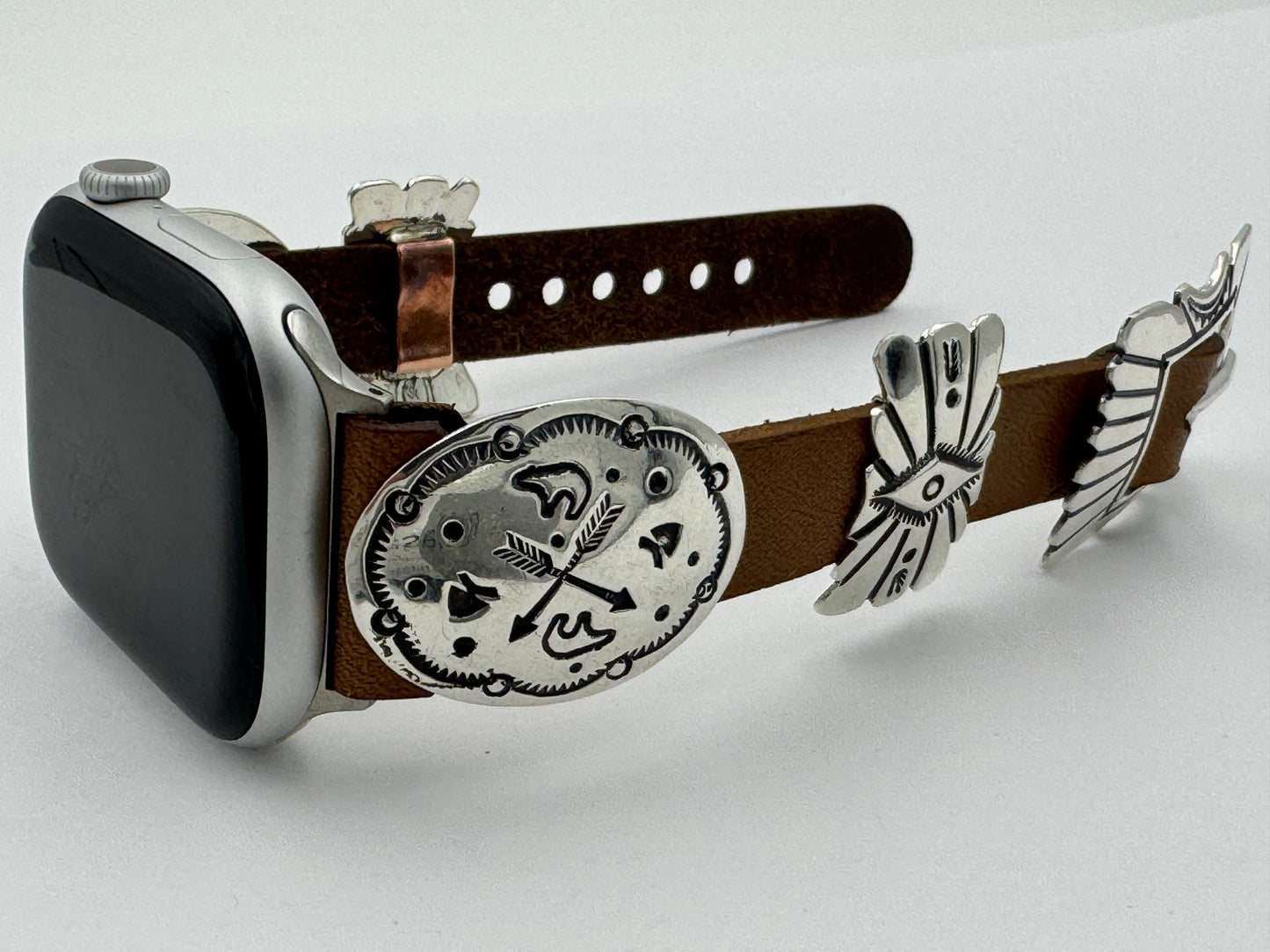 Jeanette Dale 42/44/45mm Sterling Silver Concho Apple Watch Band #53