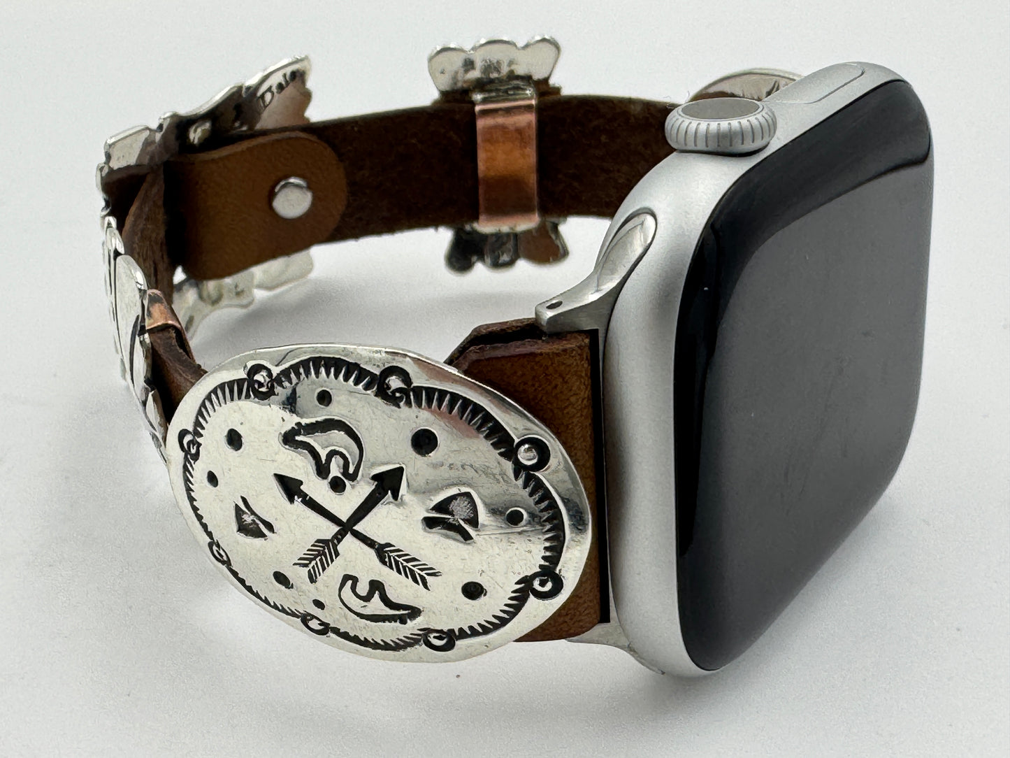 Jeanette Dale 42/44/45mm Sterling Silver Concho Apple Watch Band #53