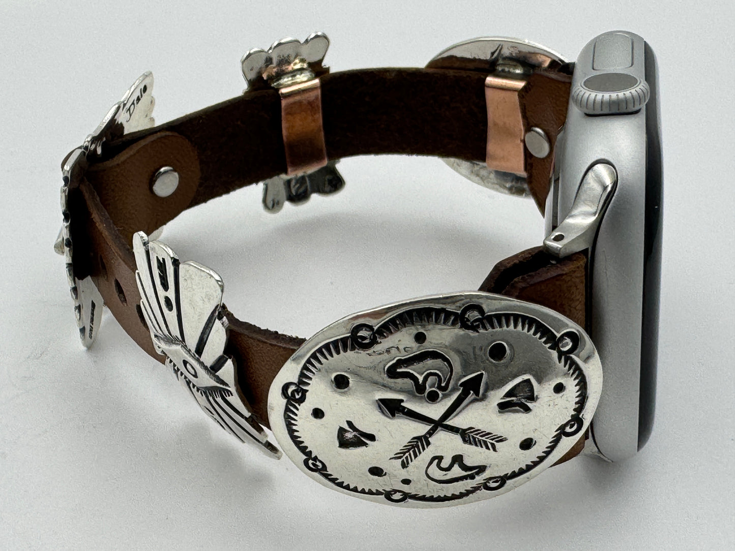 Jeanette Dale 42/44/45mm Sterling Silver Concho Apple Watch Band #53