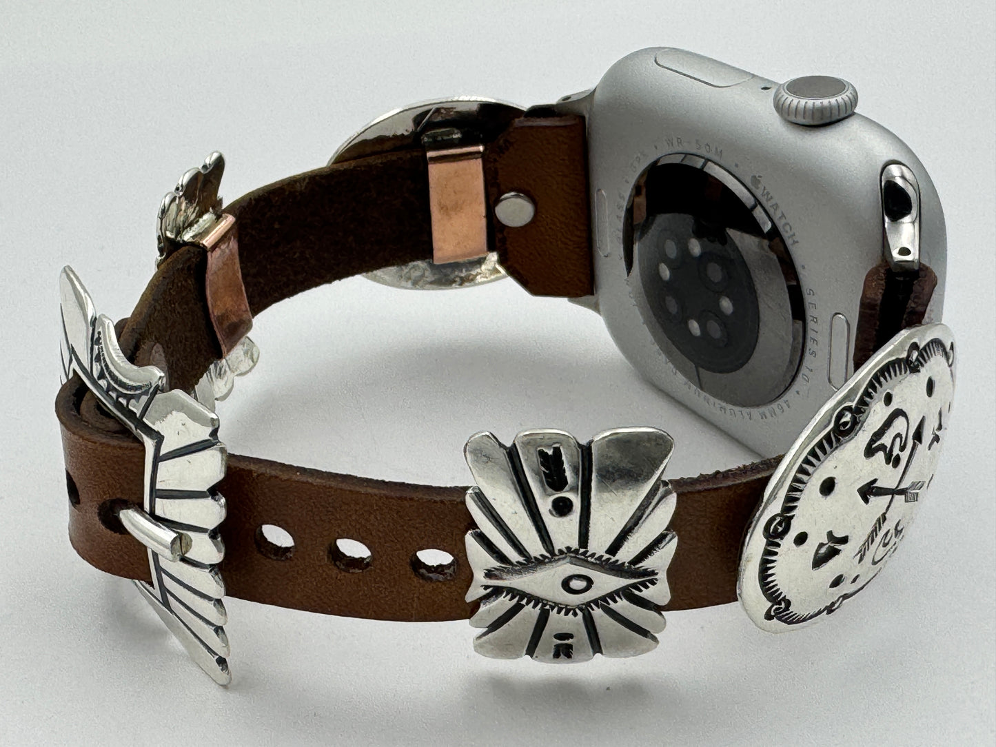 Jeanette Dale 42/44/45mm Sterling Silver Concho Apple Watch Band #53