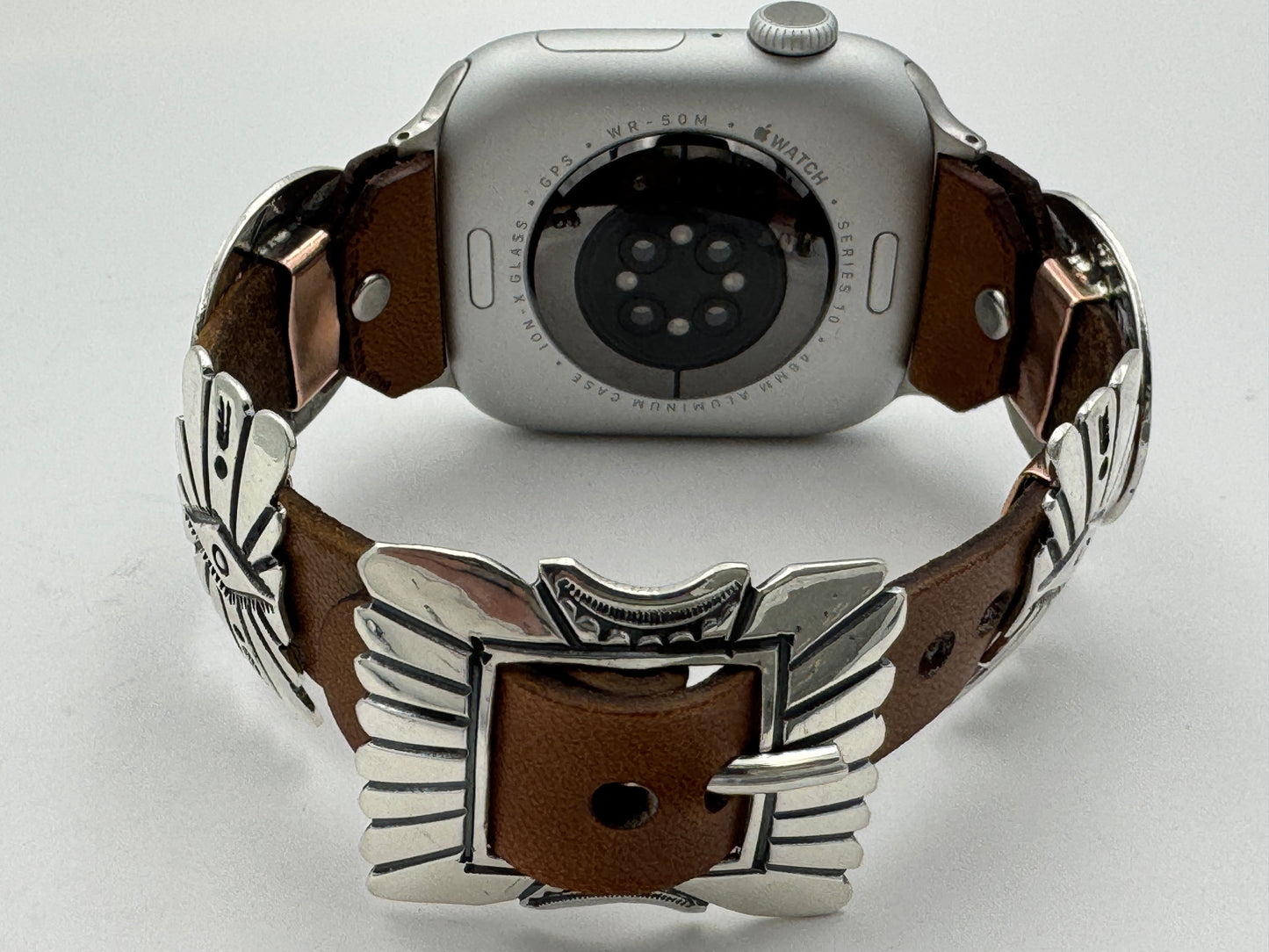 Jeanette Dale 42/44/45mm Sterling Silver Concho Apple Watch Band #53