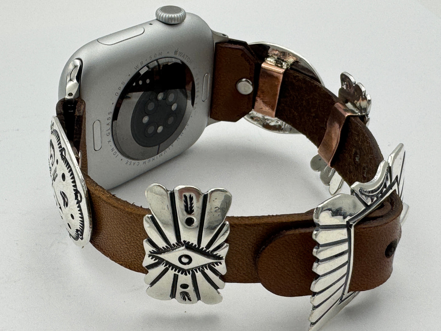 Jeanette Dale 42/44/45mm Sterling Silver Concho Apple Watch Band #53