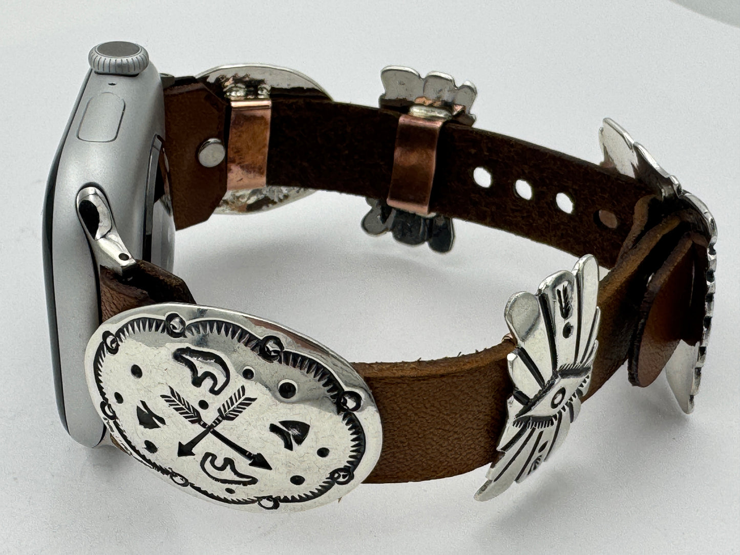 Jeanette Dale 42/44/45mm Sterling Silver Concho Apple Watch Band #53