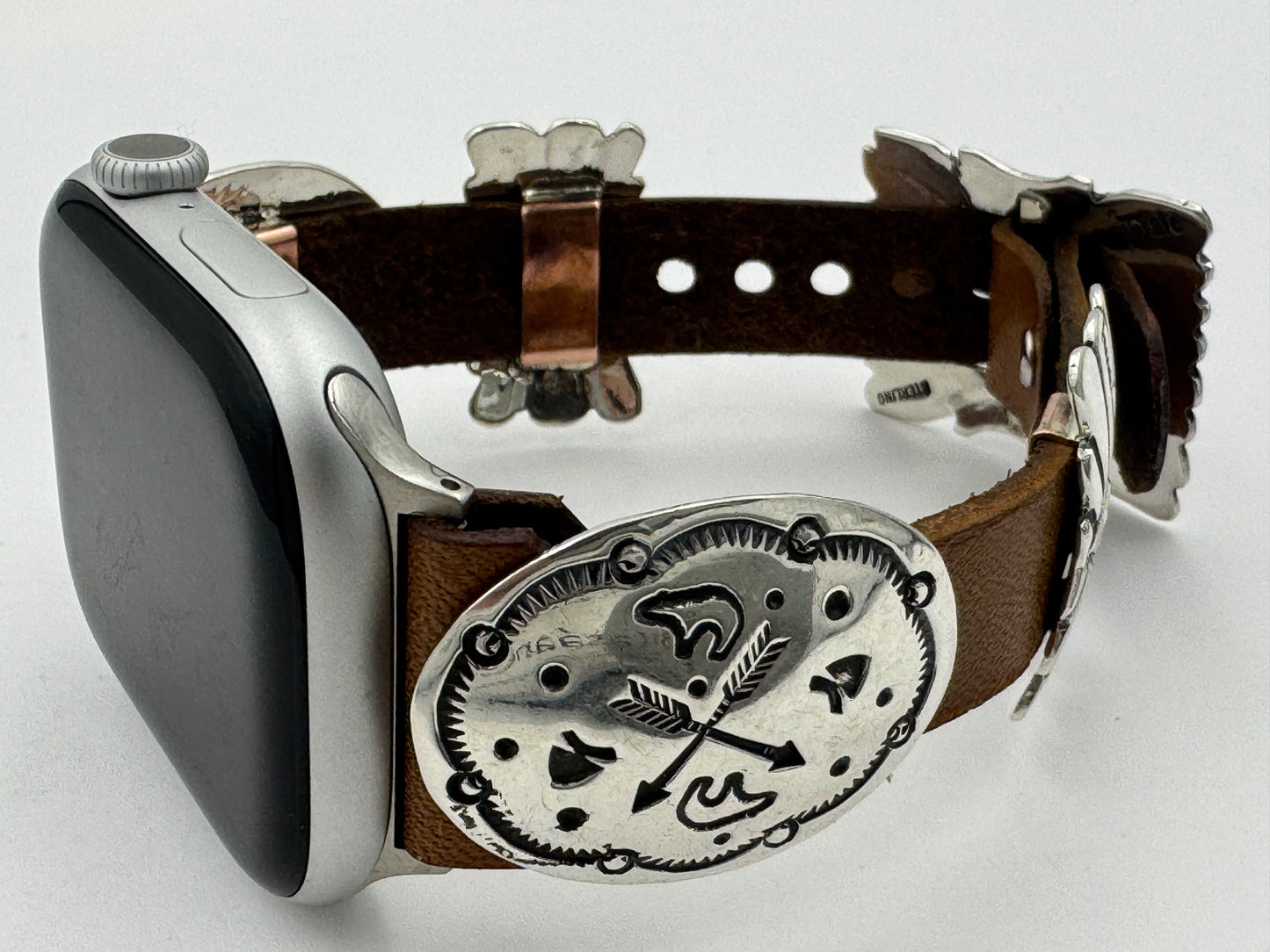 Jeanette Dale 42/44/45mm Sterling Silver Concho Apple Watch Band #53