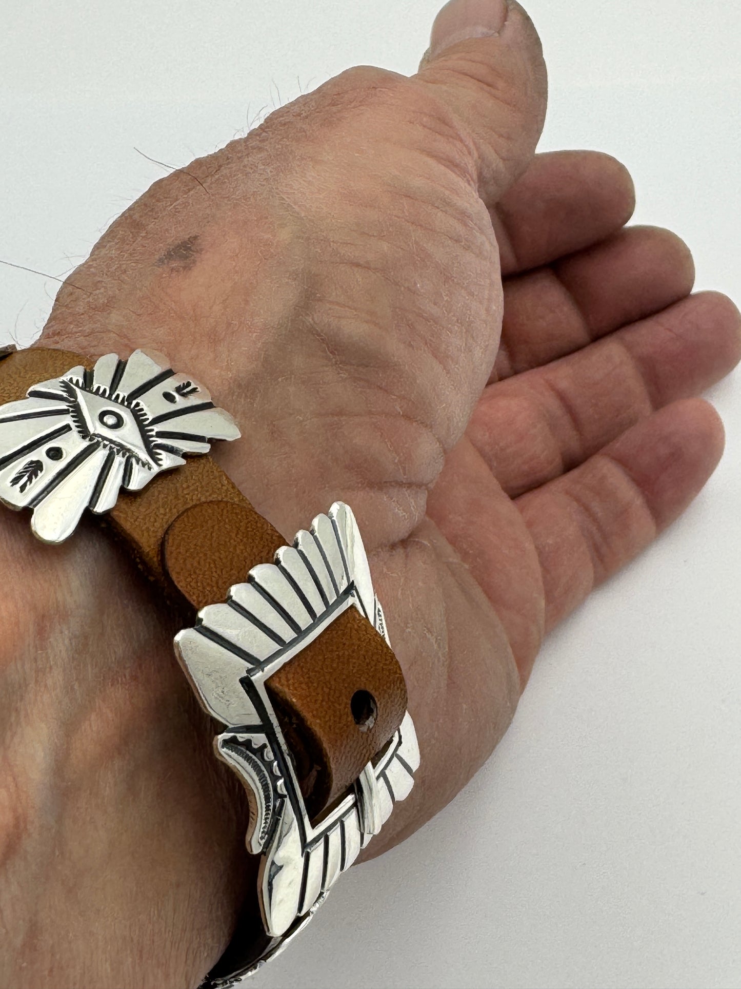 Jeanette Dale 42/44/45mm Sterling Silver Concho Apple Watch Band #53