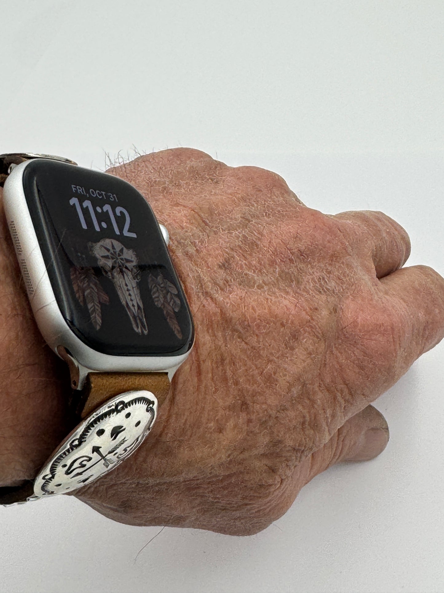 Jeanette Dale 42/44/45mm Sterling Silver Concho Apple Watch Band #53