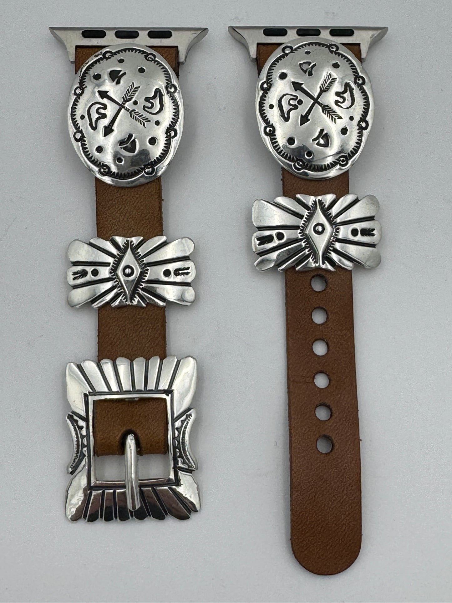 Jeanette Dale 42/44/45mm Sterling Silver Concho Apple Watch Band #53