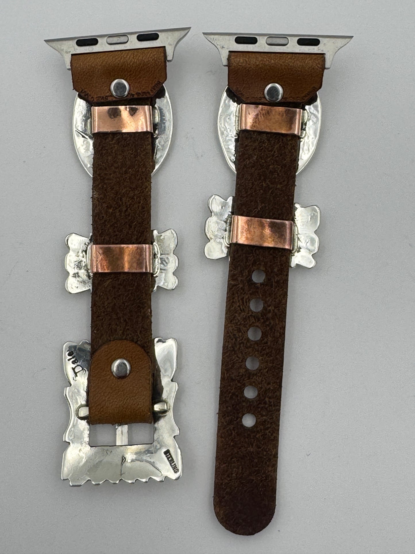 Jeanette Dale 42/44/45mm Sterling Silver Concho Apple Watch Band #53