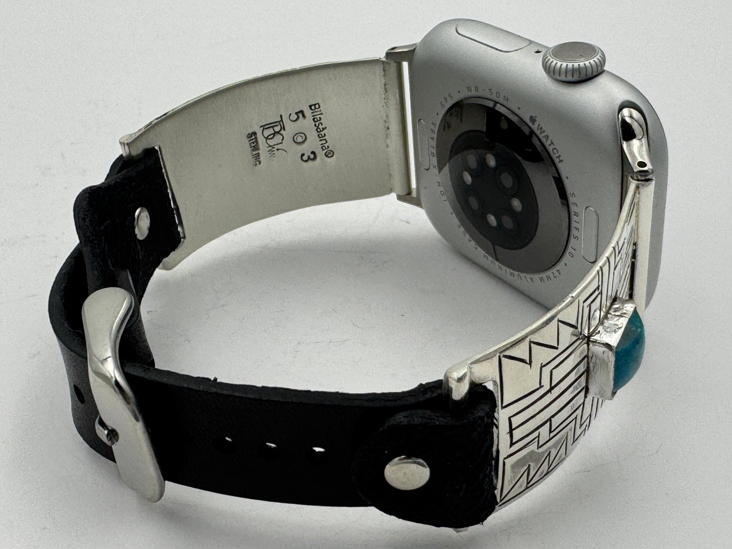 Tony Chino 38/40/41mm Unisex Sterling Silver Stamped Zia and Turquoise #53