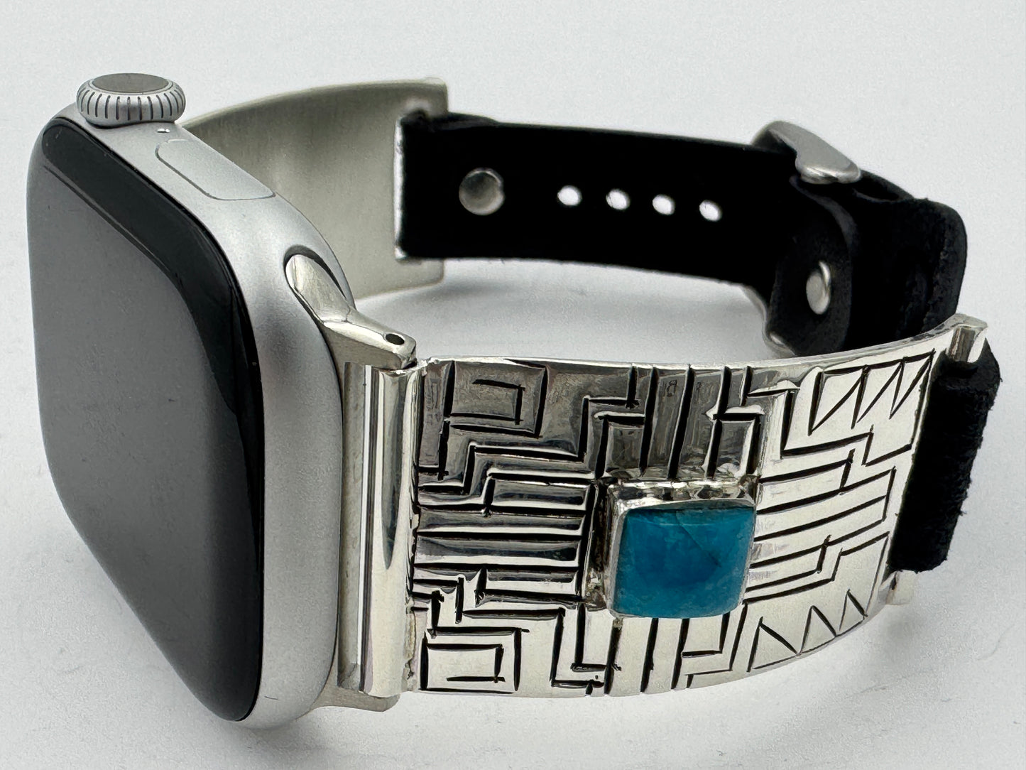 Tony Chino 38/40/41mm Unisex Sterling Silver Stamped Zia and Turquoise #53