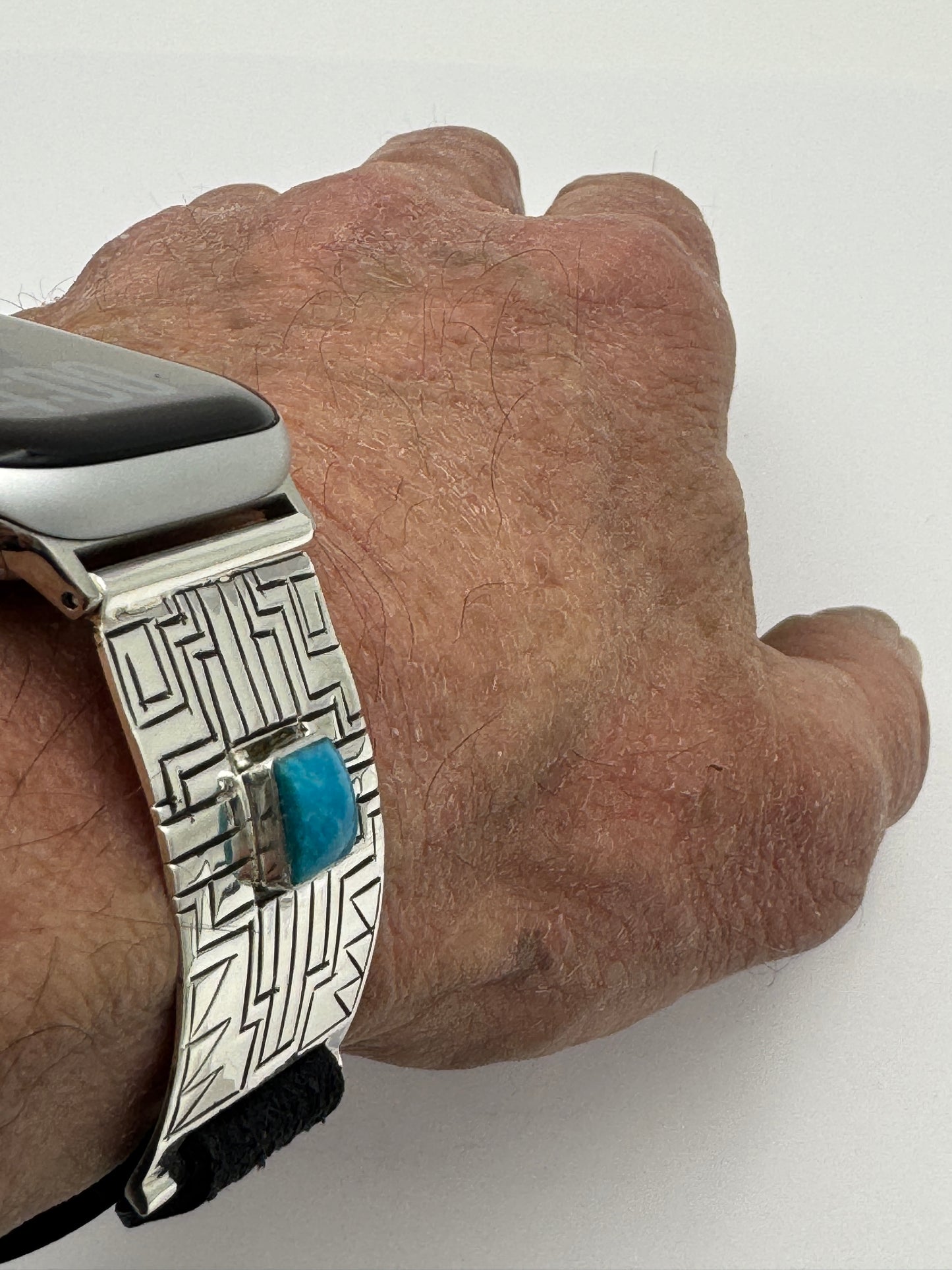 Tony Chino 38/40/41mm Unisex Sterling Silver Stamped Zia and Turquoise #53