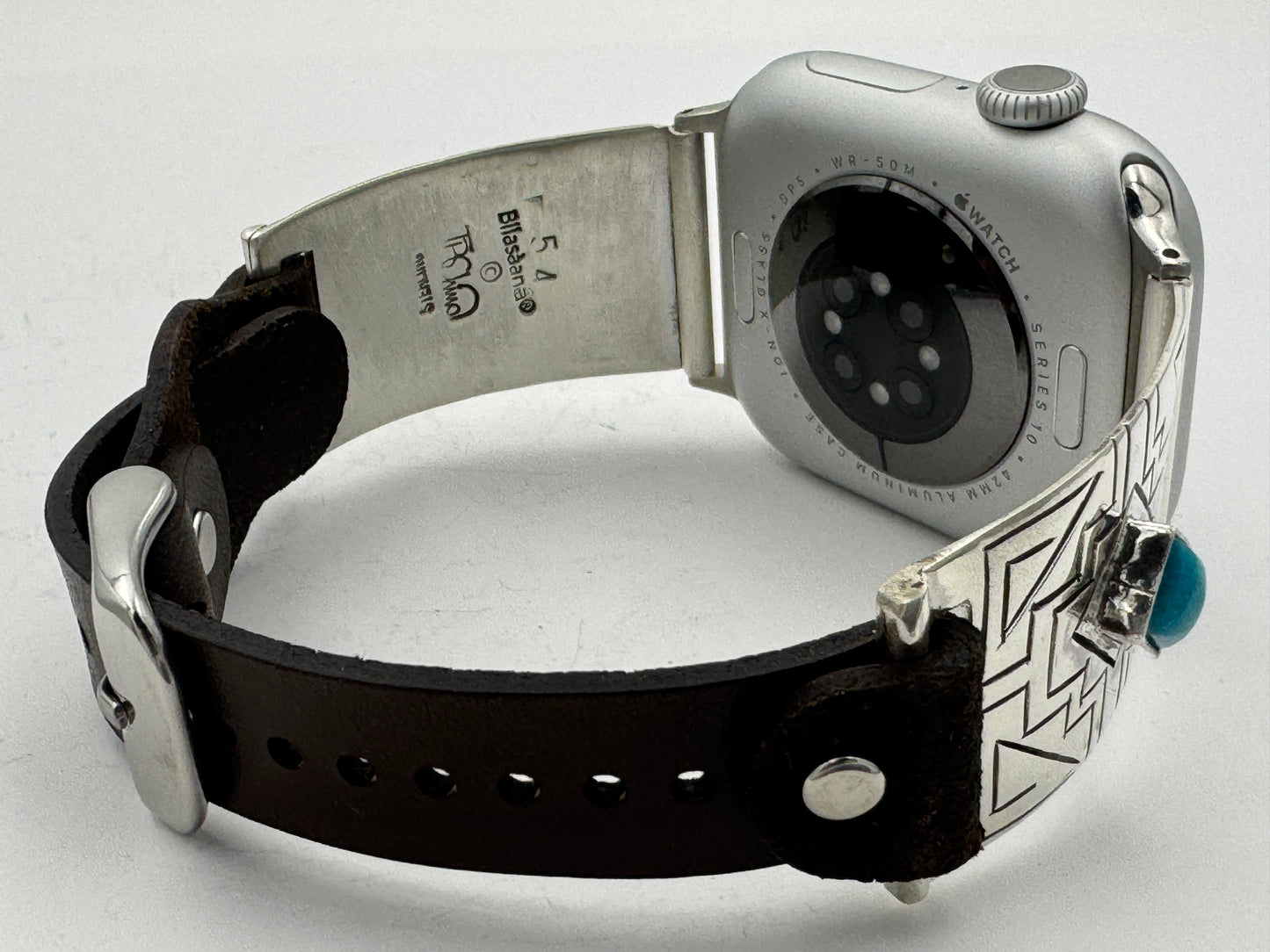 Tony Chino 38/40/41mm Unisex Sterling Silver Stamped Zia and Turquoise #54