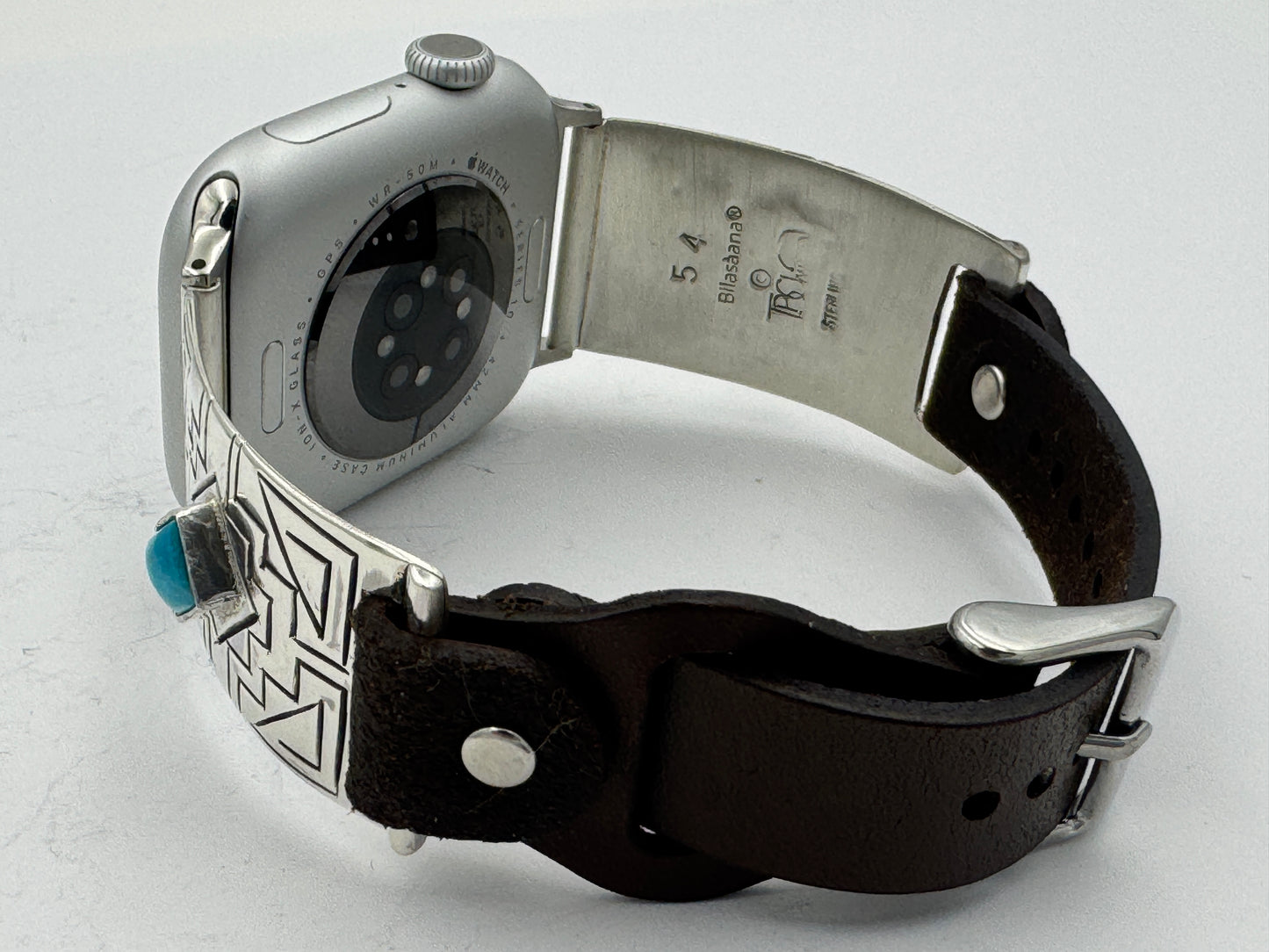 Tony Chino 38/40/41mm Unisex Sterling Silver Stamped Zia and Turquoise #54