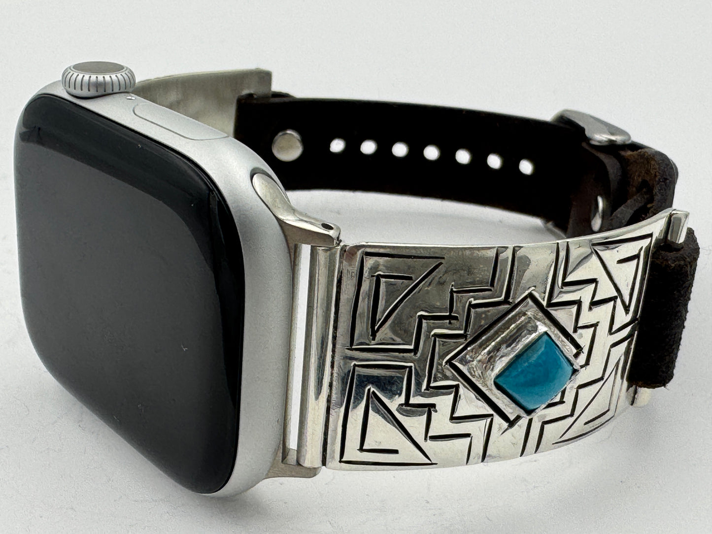 Tony Chino 38/40/41mm Unisex Sterling Silver Stamped Zia and Turquoise #54