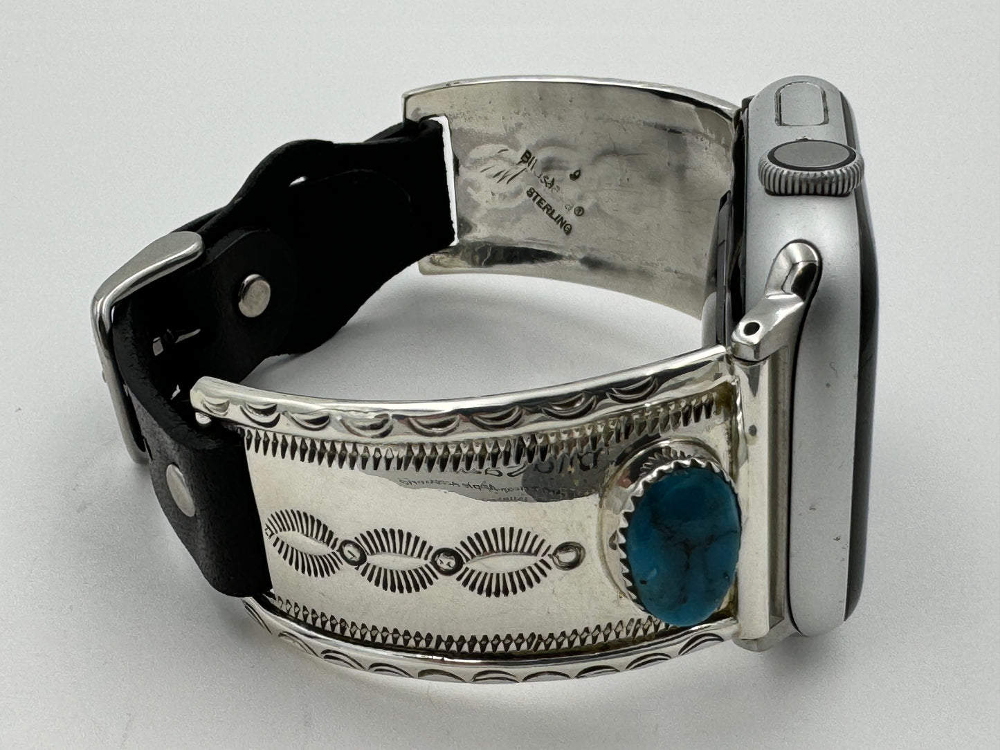 Nelson Morgan 42/44/45mm Unisex Stamped Sterling Silver and Turquoise and #9