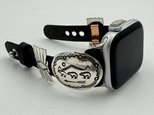 Jeanette Dale 38/40/41mm Sterling Silver Concho Leather Apple Watch Band (3 Bears) #6