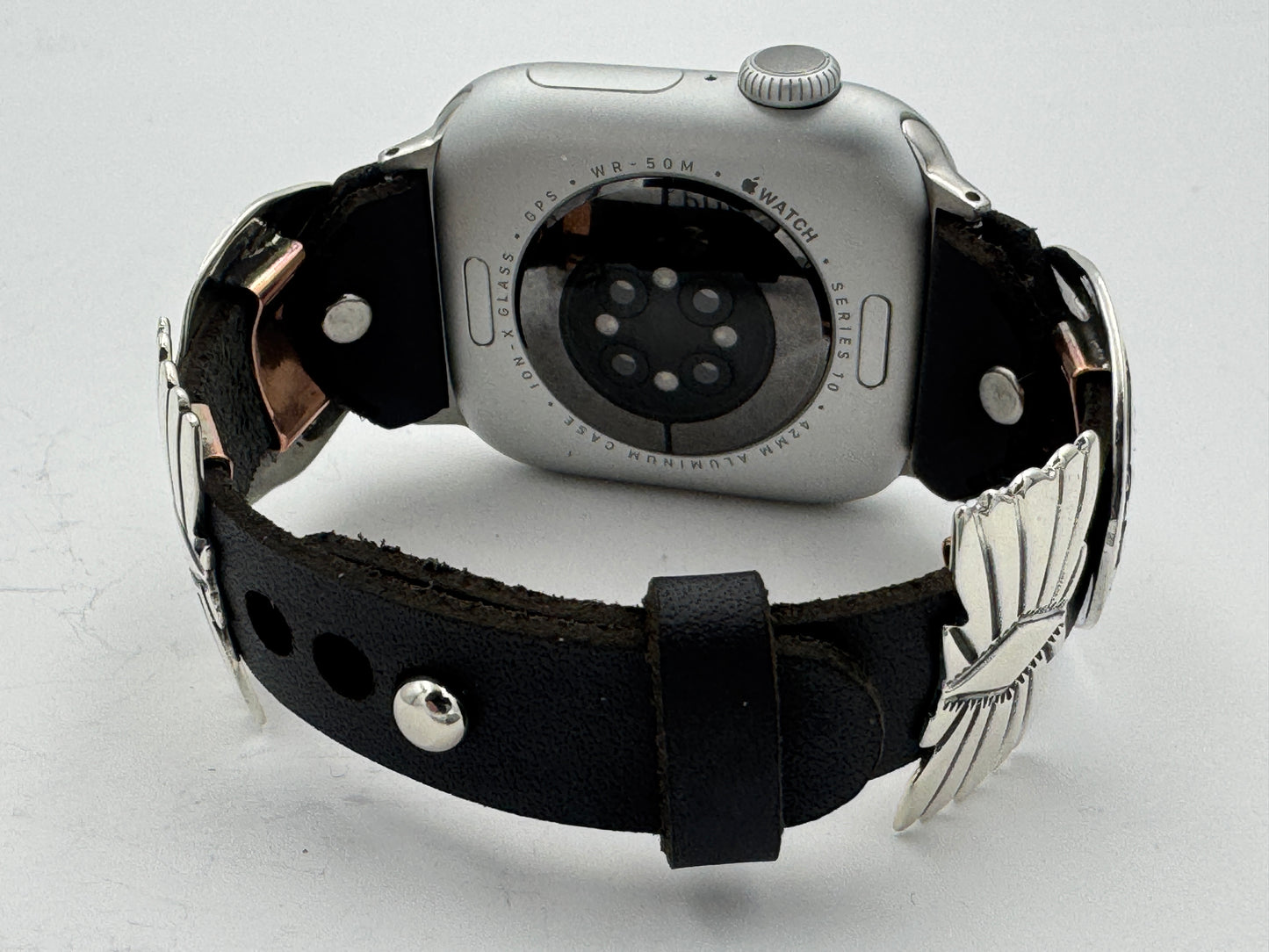 Jeanette Dale 38/40/41mm Sterling Silver Concho Leather Apple Watch Band (3 Bears) #6