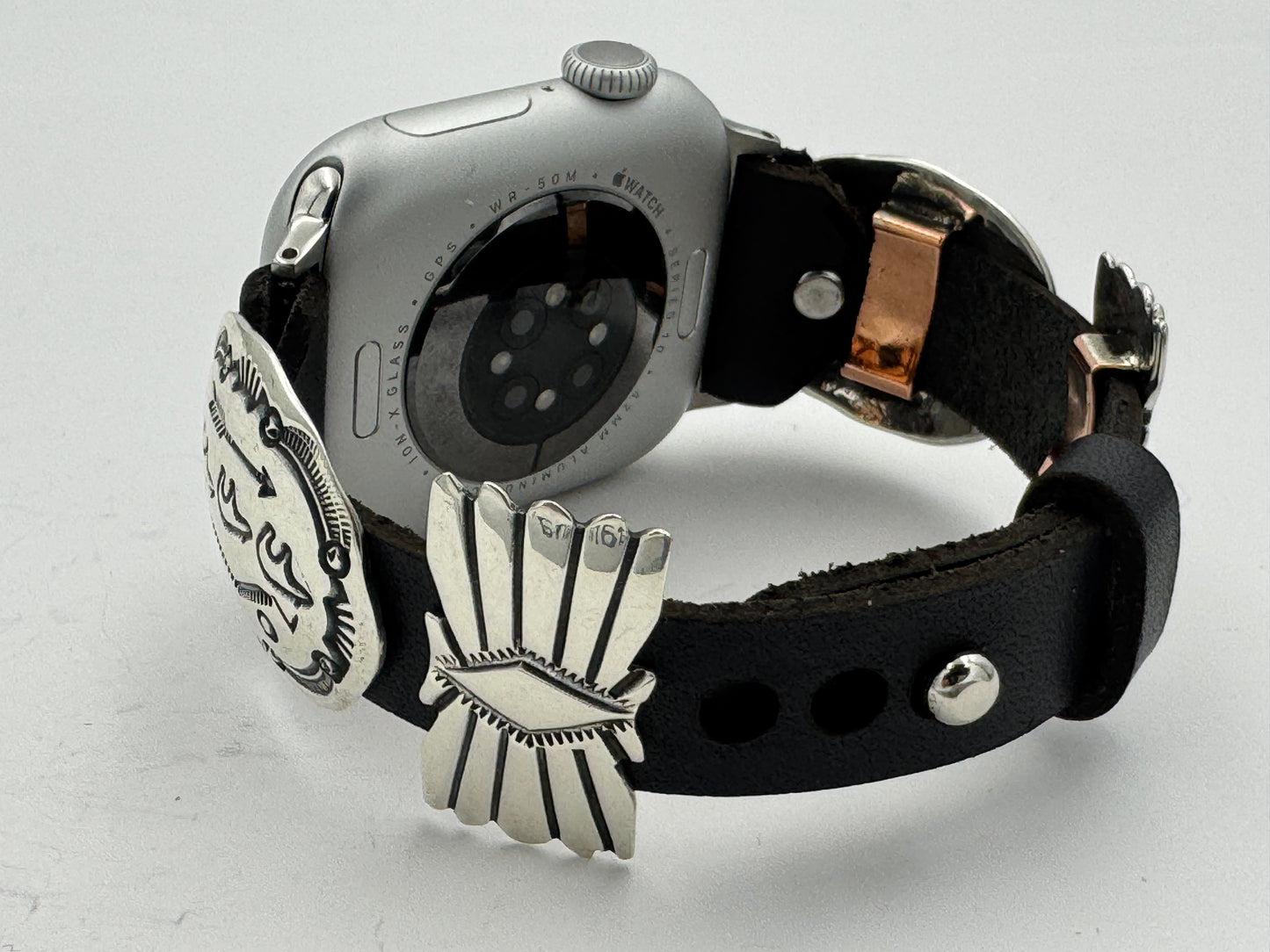 Jeanette Dale 38/40/41mm Sterling Silver Concho Leather Apple Watch Band (3 Bears) #6